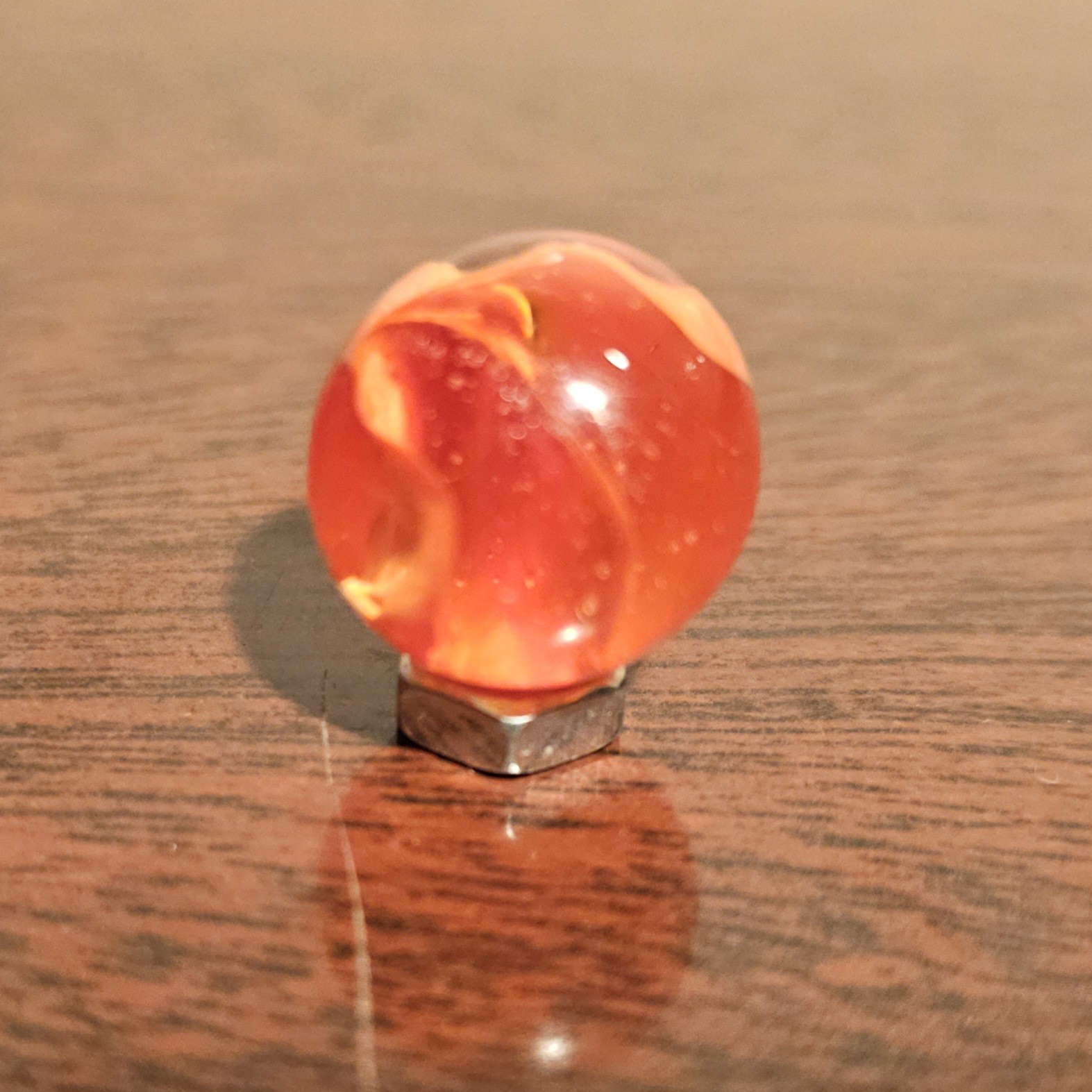 Vintage CE Bogard Orange Floppy 4-Lobe .625″ Glass Marble