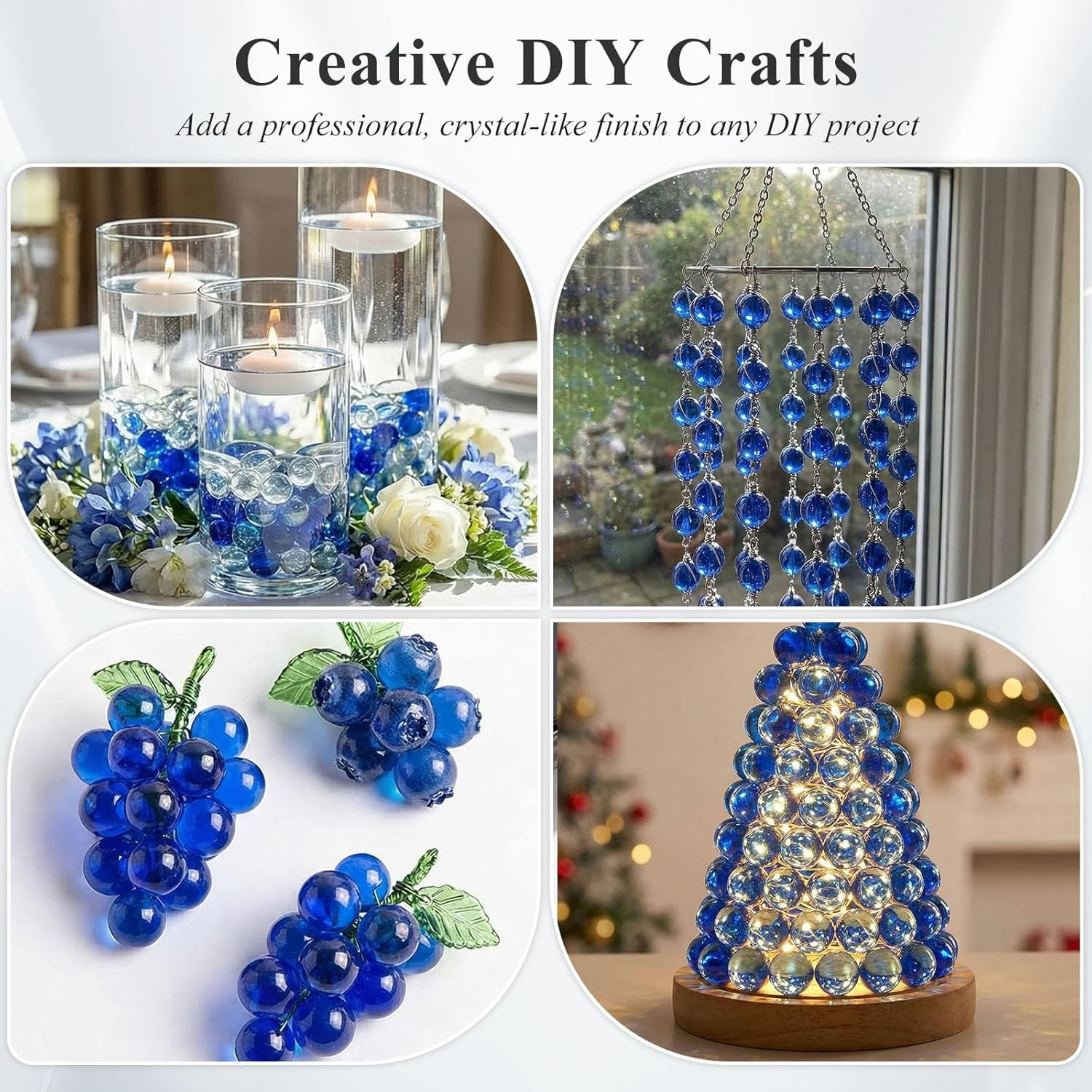 Glass Marbles, 1LB Blue Marbles Bulk, Vase Filler Decorative Glass Gems Pebbles