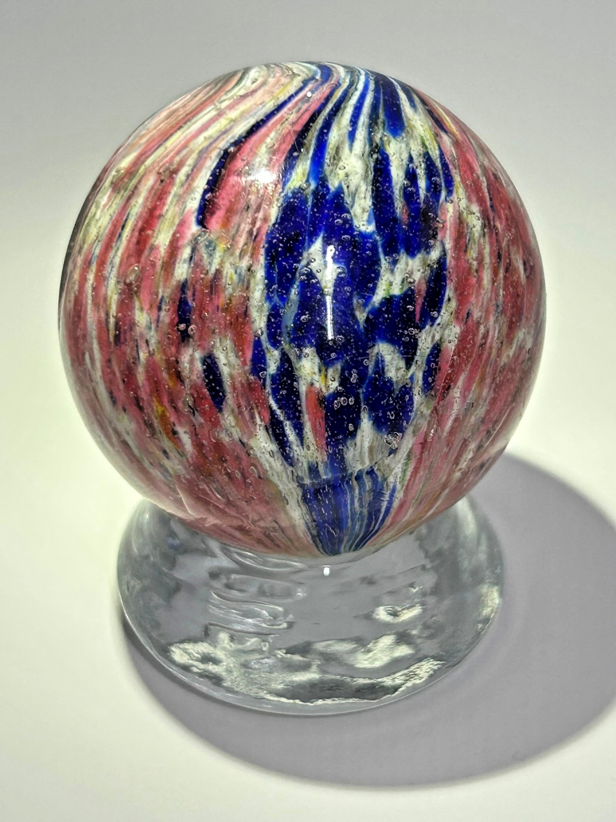 Antique German Handmade 4 Panel “flame” Onionskin Marble 1-25/32″ Mint E3.23
