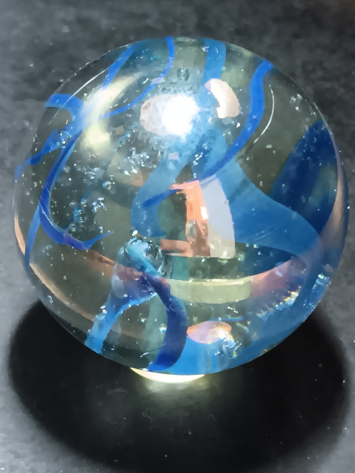 Vacor spagetti Machine Made Toy Marble Blue and clear Swirl Design 50mm New