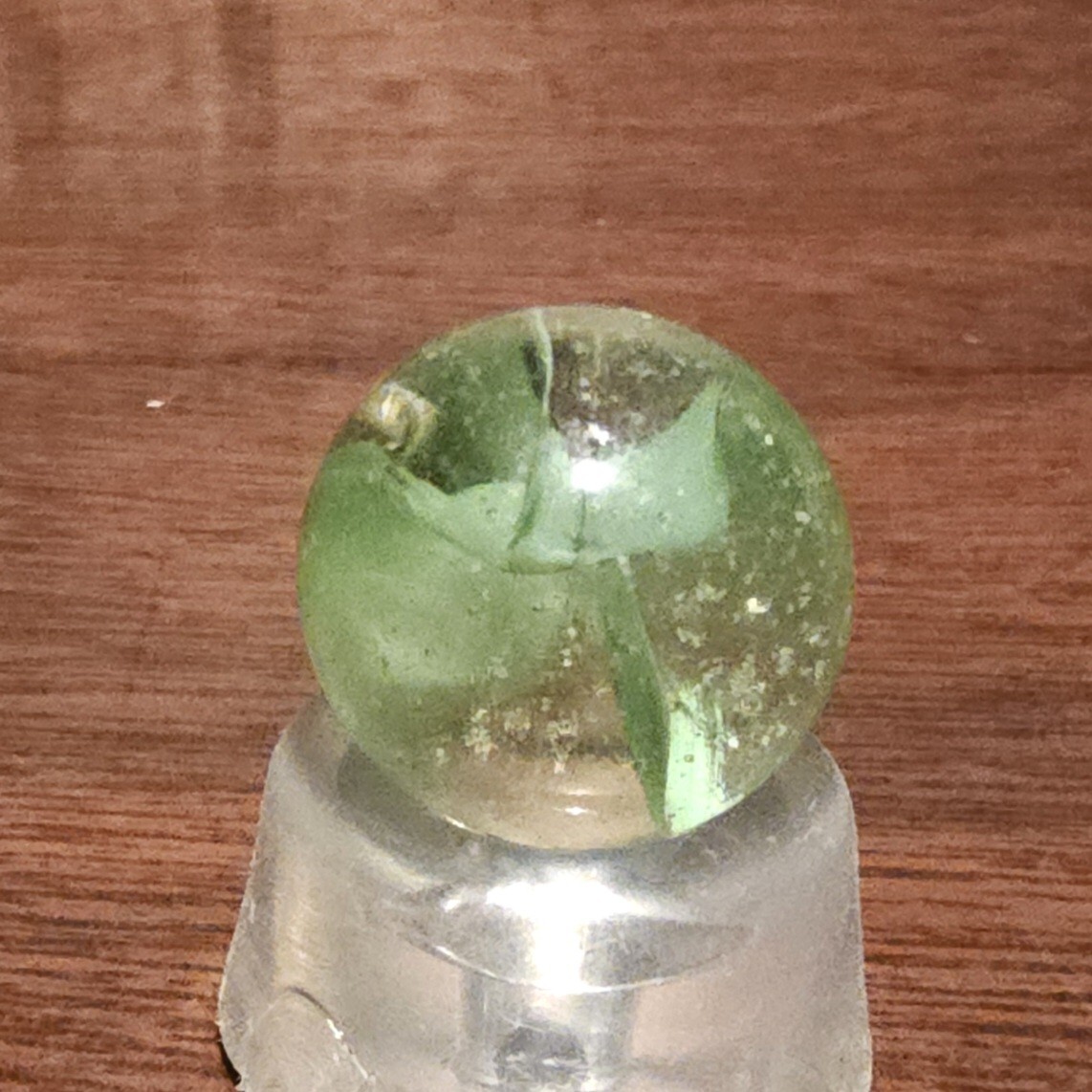 Vintage C. E. Bogard Hybrid Cats Eye Green In Clear .718″ Shooter Marble