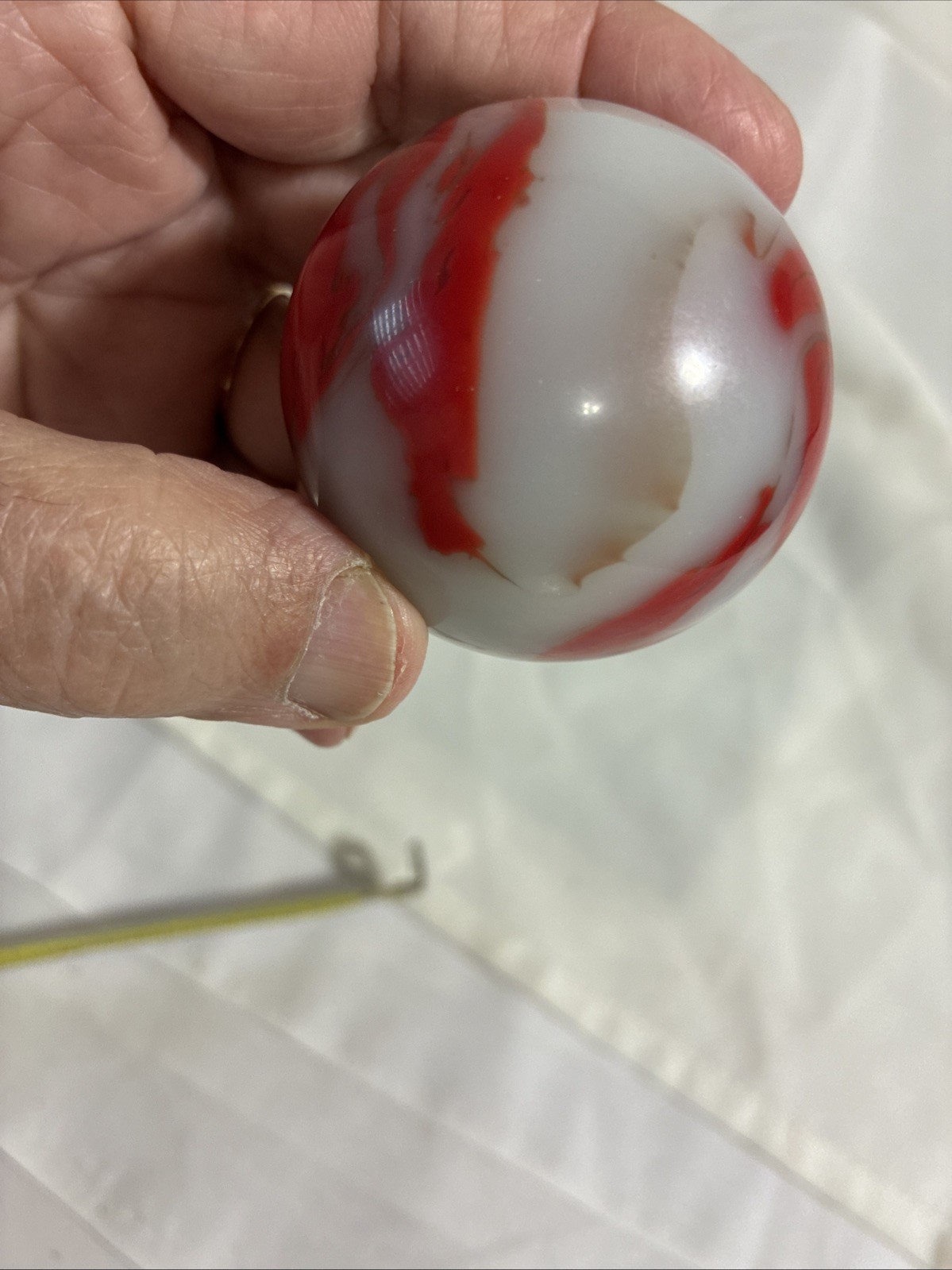 Rare VTG MARBLE PELTIER GLASS Large 2” Diameter And ~7 Oz. In Weight Very Nice