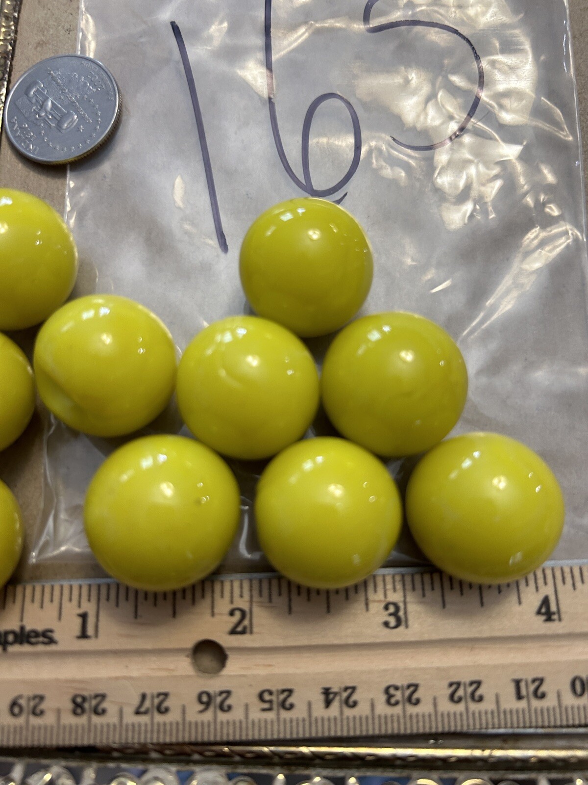 Vintage Marbles 10 Unique Yellow Solid Shooter Lot 165