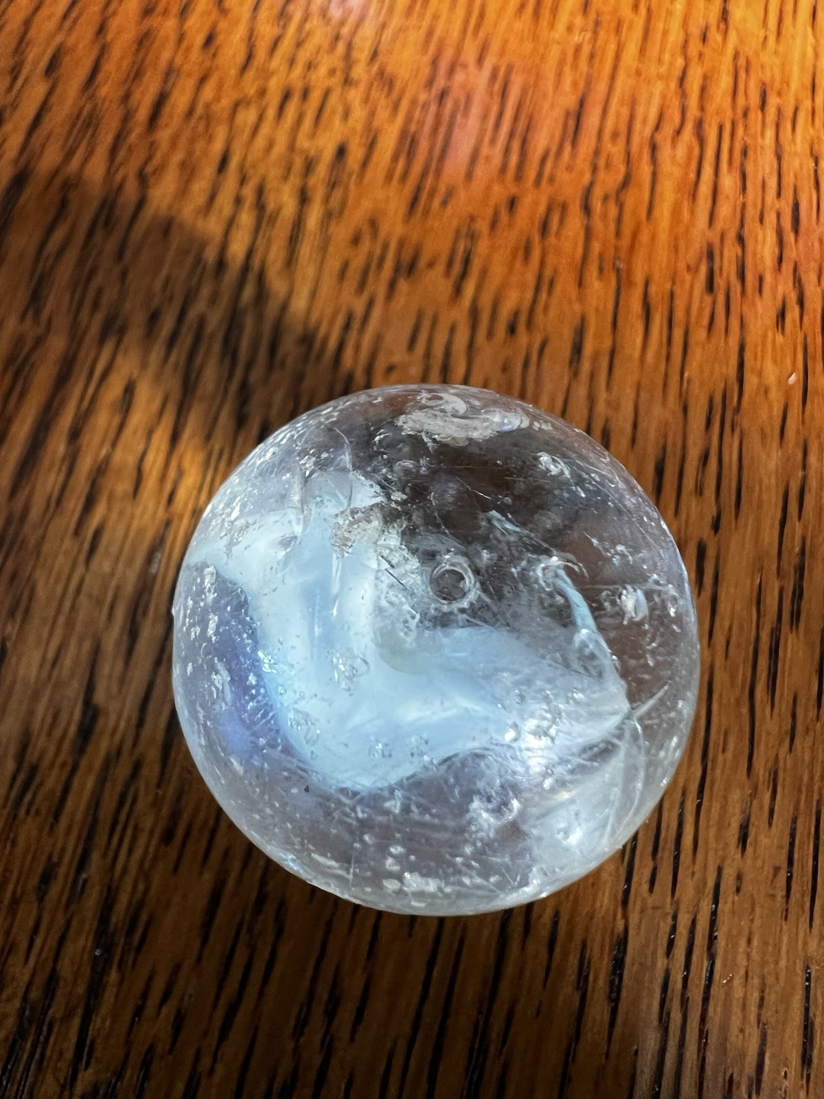 1960’s Machine Made Cat Eye Marble 1” W The Number 7 Inside,