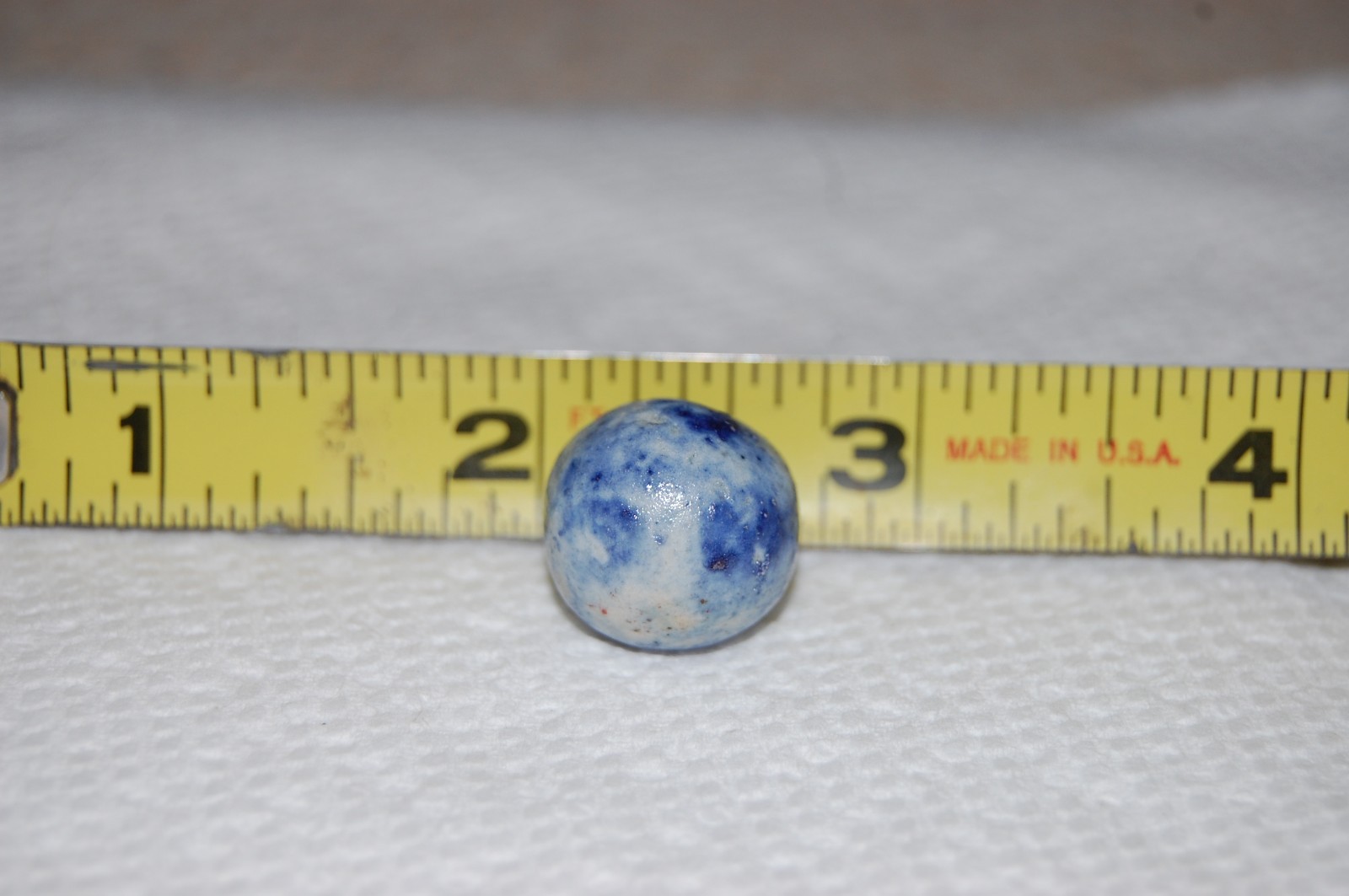 FANCY BENNINGTON MARBLE .65″ ANTIQUE FANCY 1800’s HANDMADE GLAZED CLAY old toy