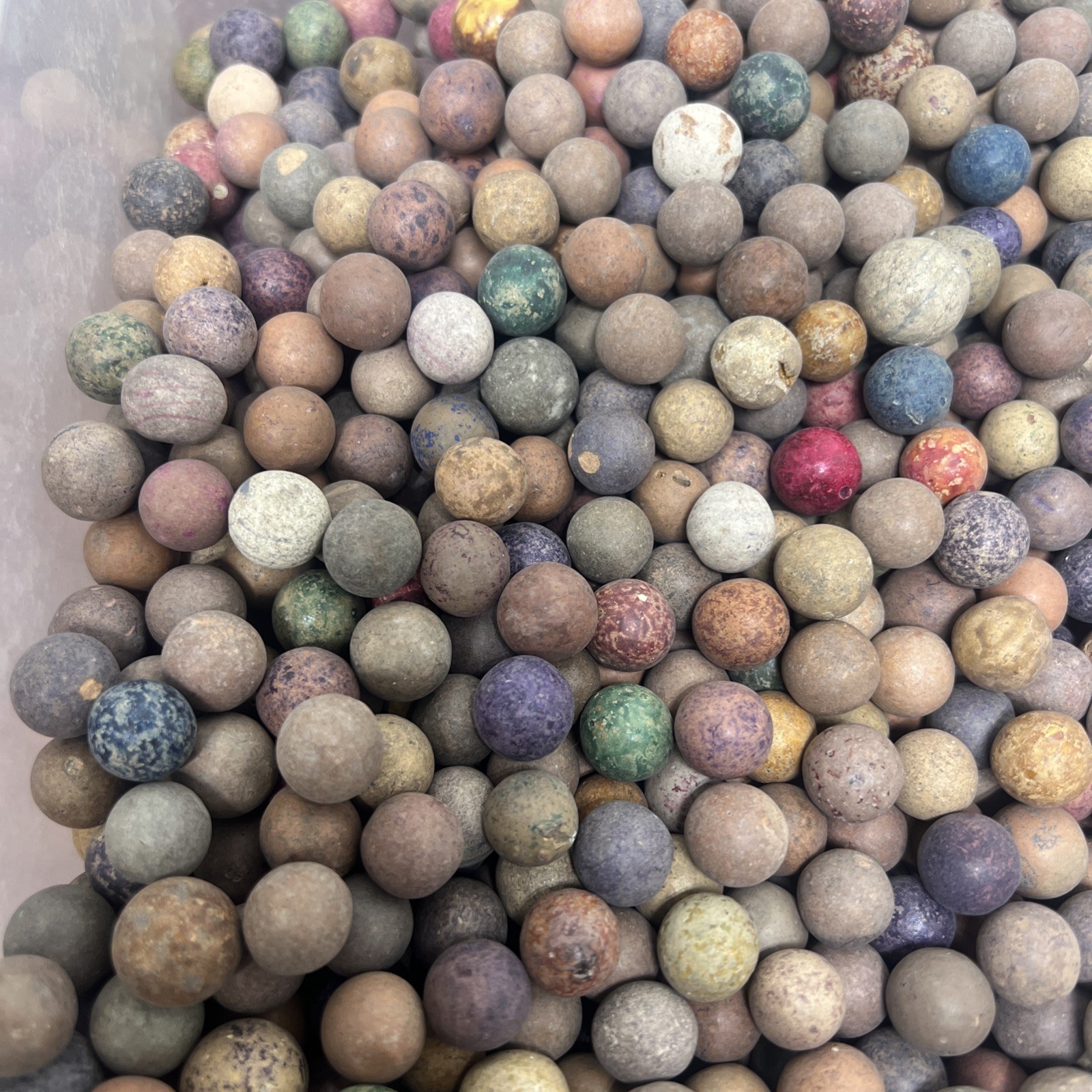 20 Vintage Clay Marbles Different Colors And Sizes Lot