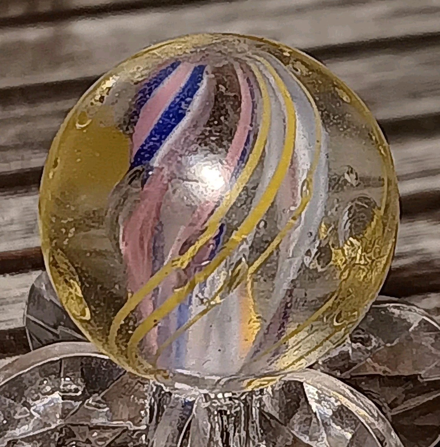 German Divided Core Swirl Marble. .66″ Good. Antique Handmade Marble.