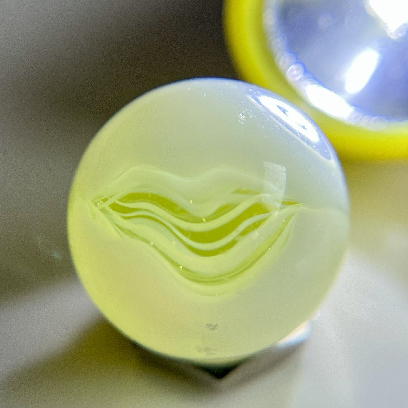 💛Vintage Marbles – Vitro Conqueror Yellow Patch Marble .65” Combined Shipping