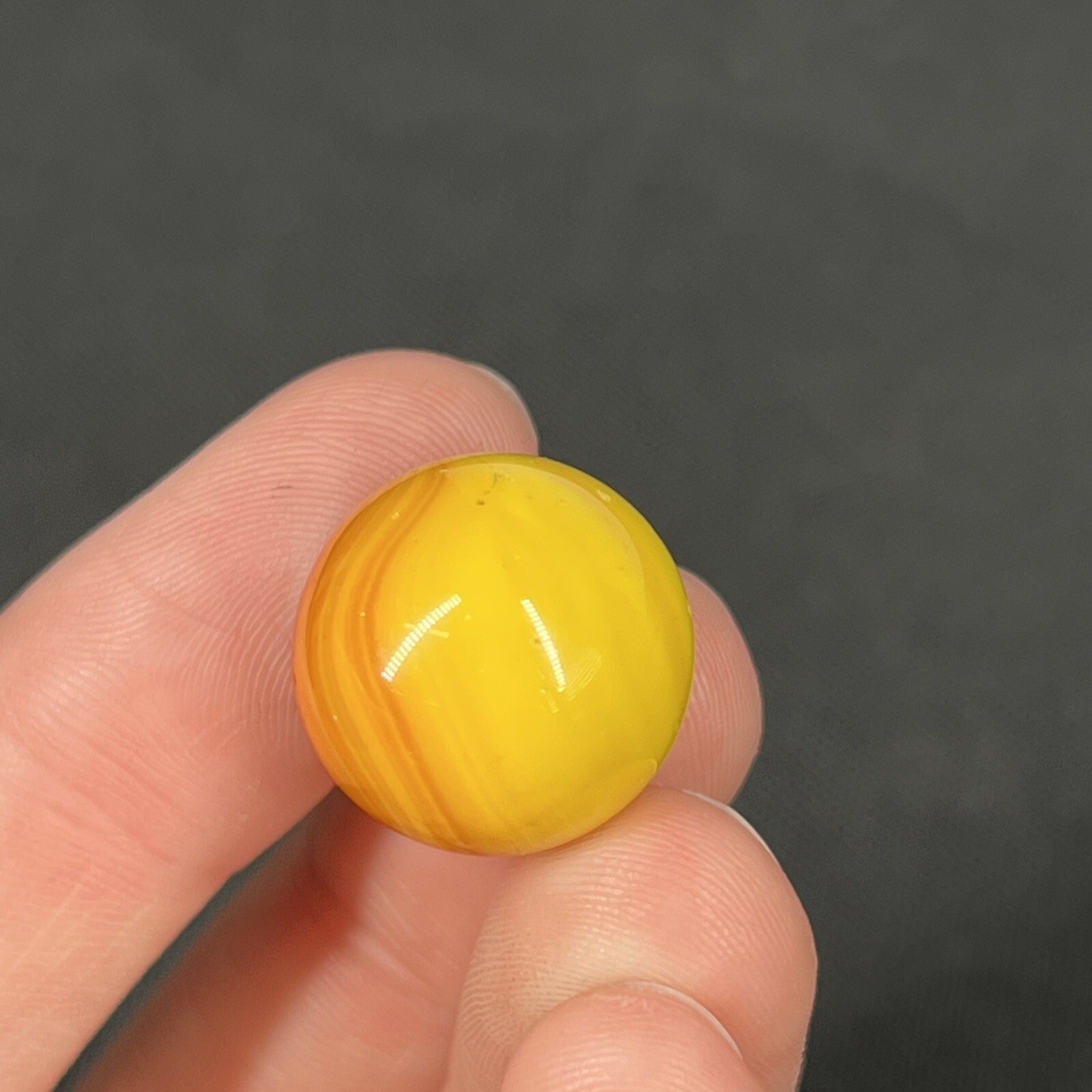 Vintage Akro Agate Peltier Christensen Swirl Glass Marble .6” Sunset Yellow