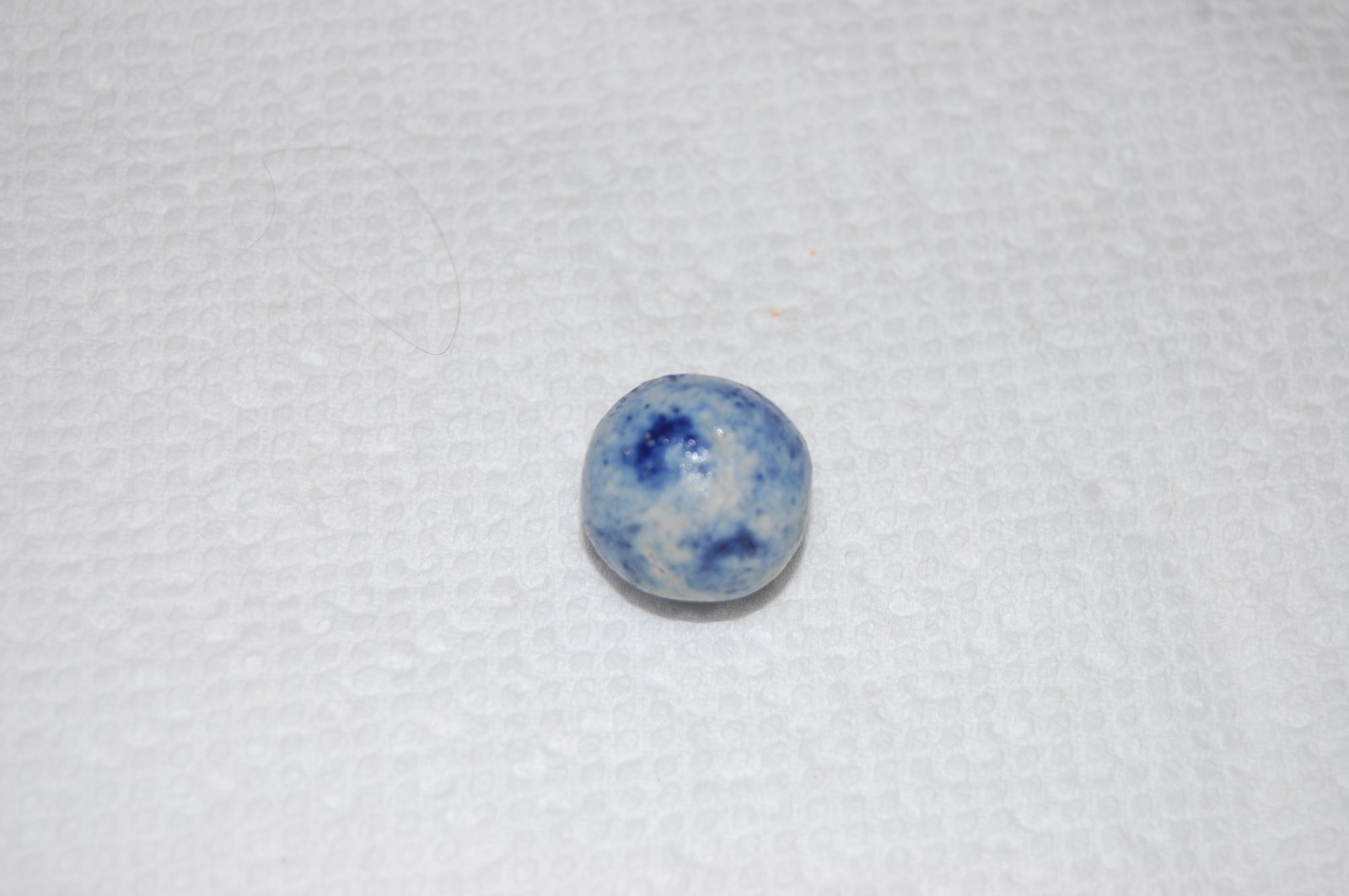 FANCY BENNINGTON MARBLE .65″ ANTIQUE FANCY 1800’s HANDMADE GLAZED CLAY old toy