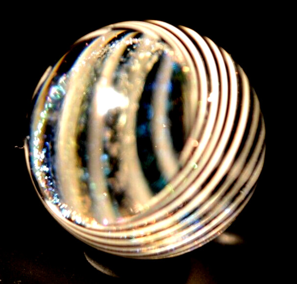 JAMES ALLOWAY GLASS MARBLE/1.354″-DICHROIC BLACK/WHITE VORTEX #3546/FAST SHIP