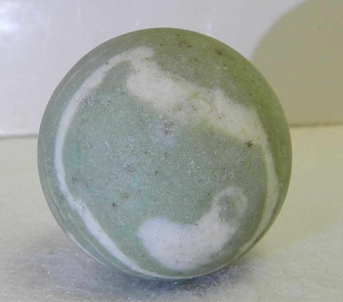 #20304m Vintage Error Out of Round Lined Crockery Shooter Marble 1.20 Inches