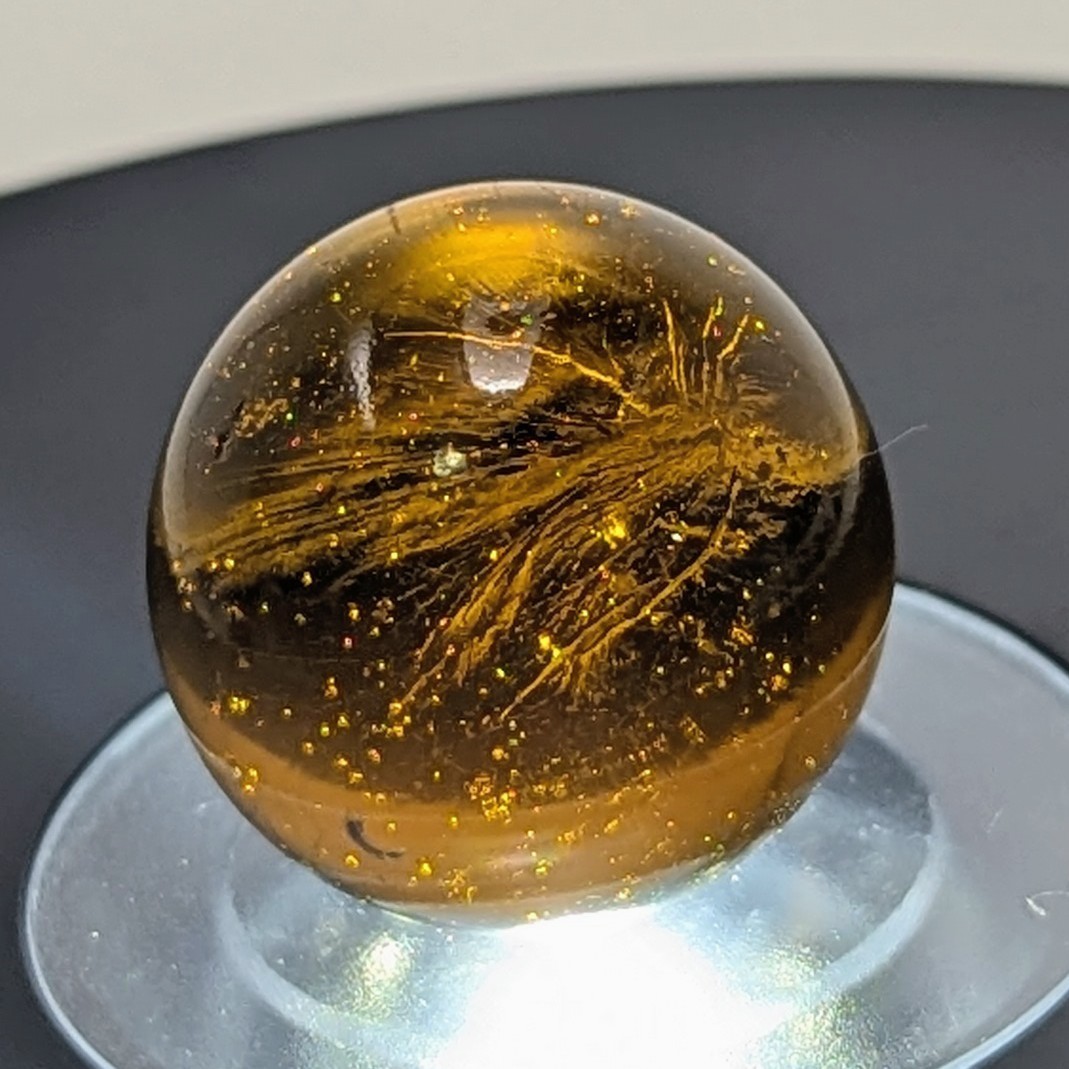 Cac. Christensen Agate Co. Amber Glass Marble .98″- 25.36 mm Stunning