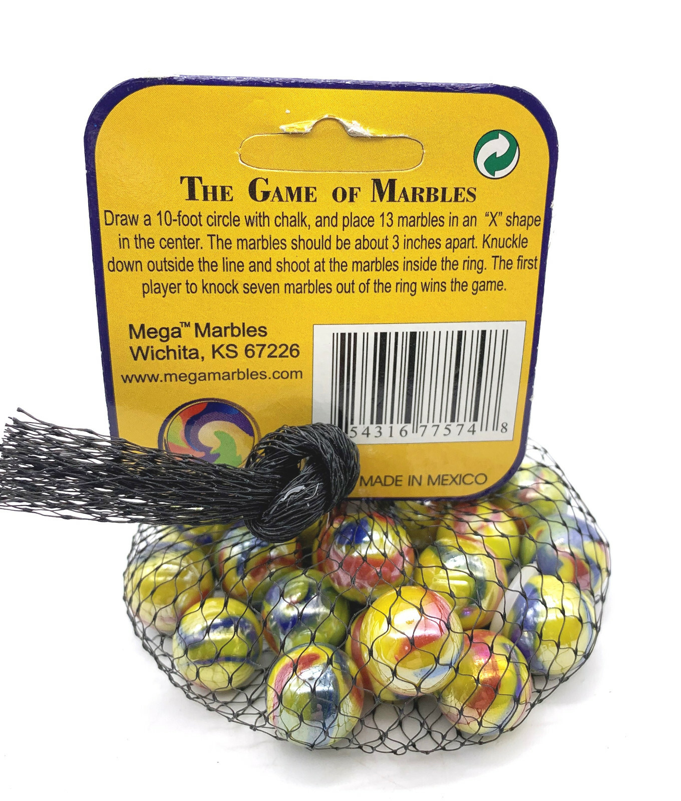Net Bag 25 “Spumoni” Glass Mega Marbles 24 Players & 1 Shooter 2004-06 Header