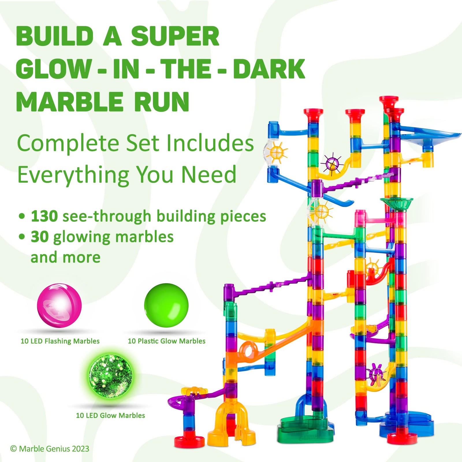 Marble Genius Run Track – 40.64 x 30.48 x 12.7 cm, Multicolor