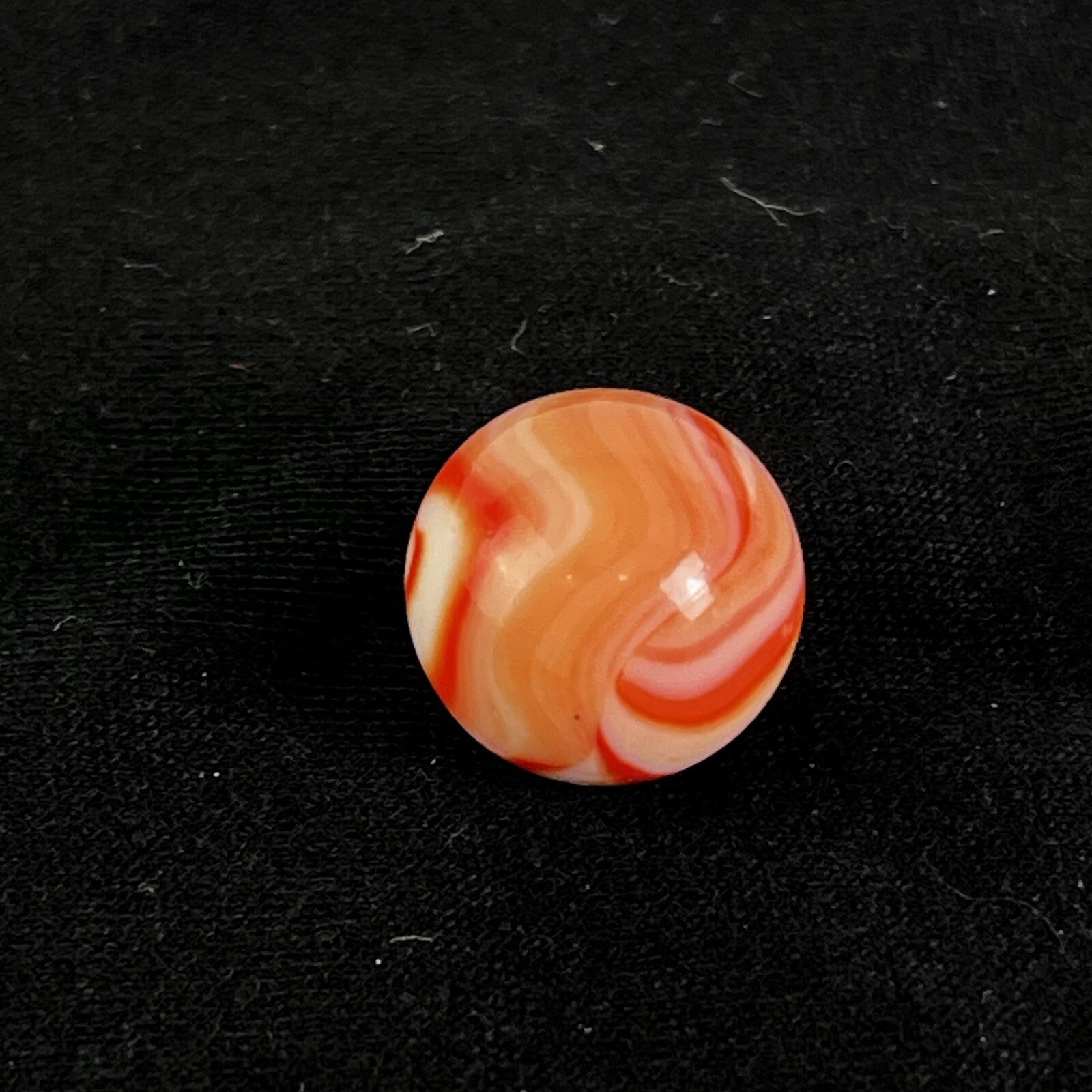 Rare Akro Agate Peltier Art Swirl Glass Marble .64” White Orange