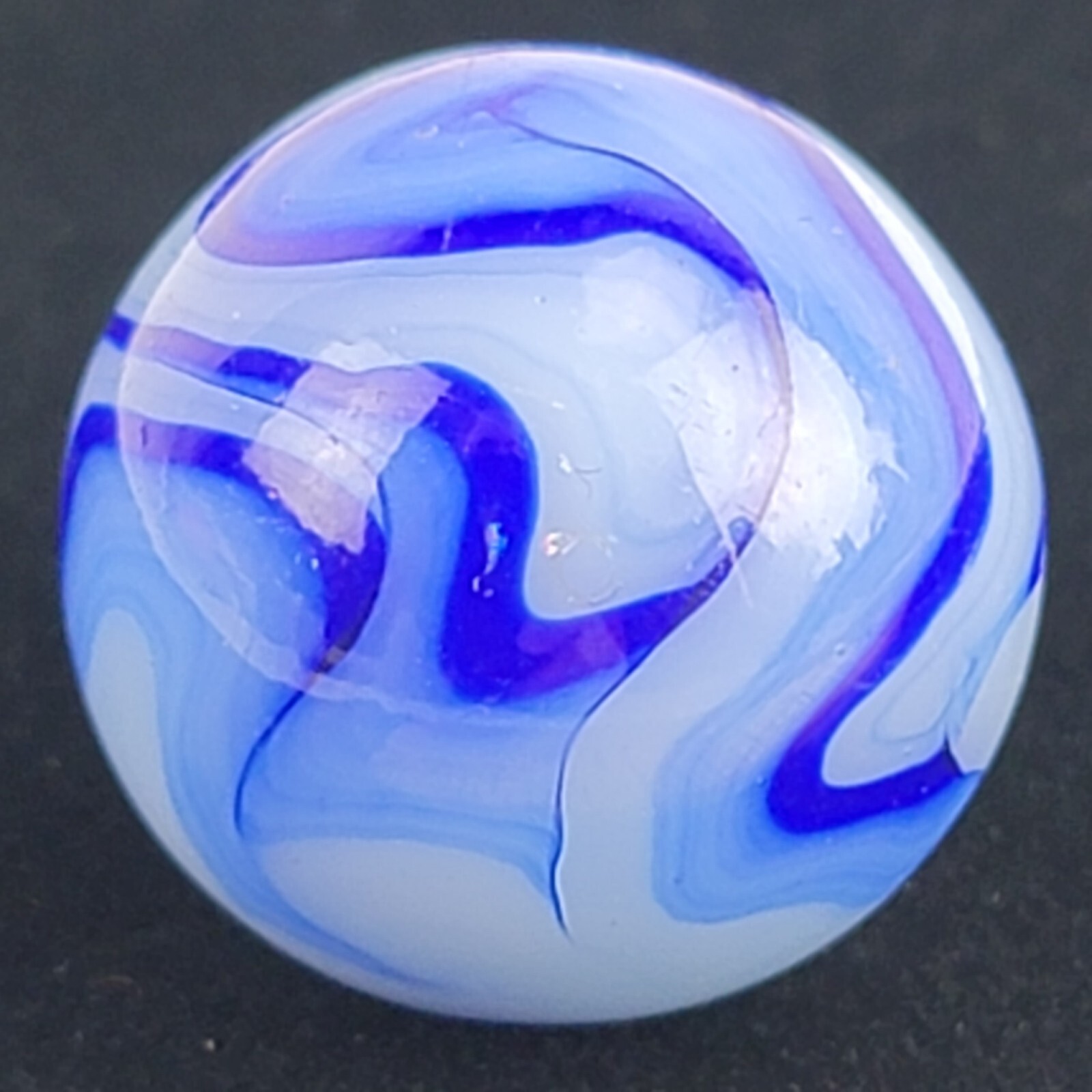 Alley Agate Co. HUGE Cobalt Blue Swirl SHOOTER Vintage Marble MINT! 7/8!!