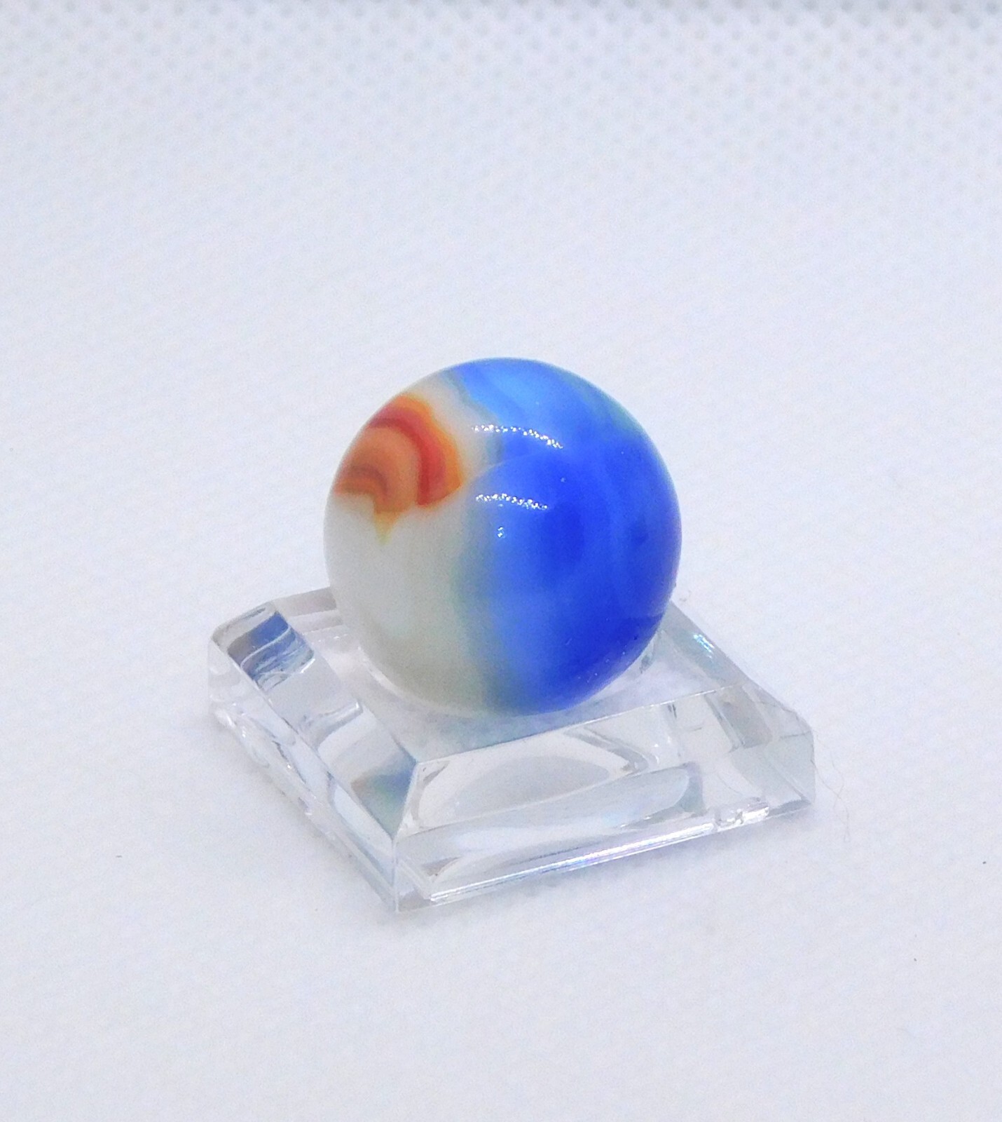 Vintage Glass Marble Patch Swirl Blue Red White Vitro Agate ‘V’ 0.69″ #0-118