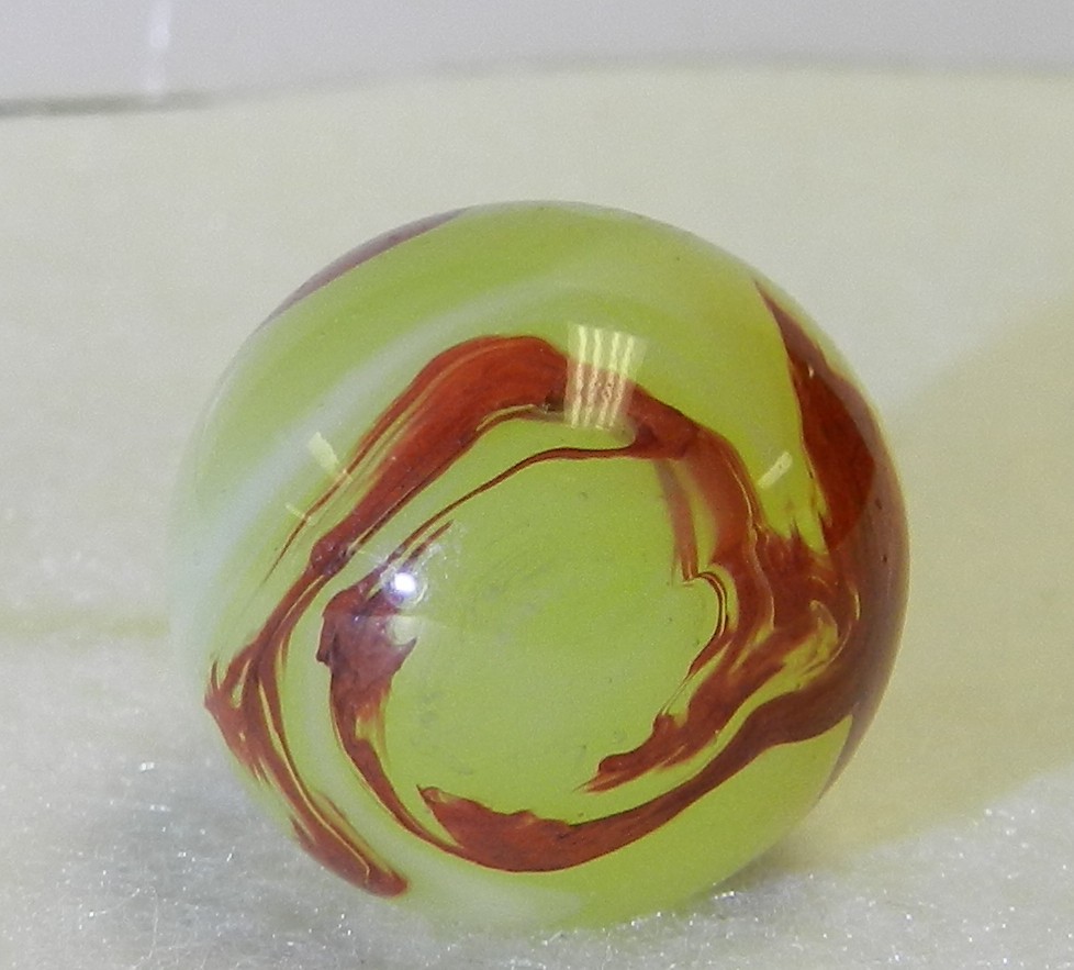 #20321m Large .75 In Vintage Akro Agate Lemonade Oxblood Shooter Marble NM