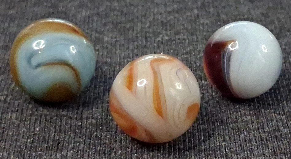 Vintage Alley Agate Set Of 3 Swirl Marbles 5/8″ – All Mint Condition 526159