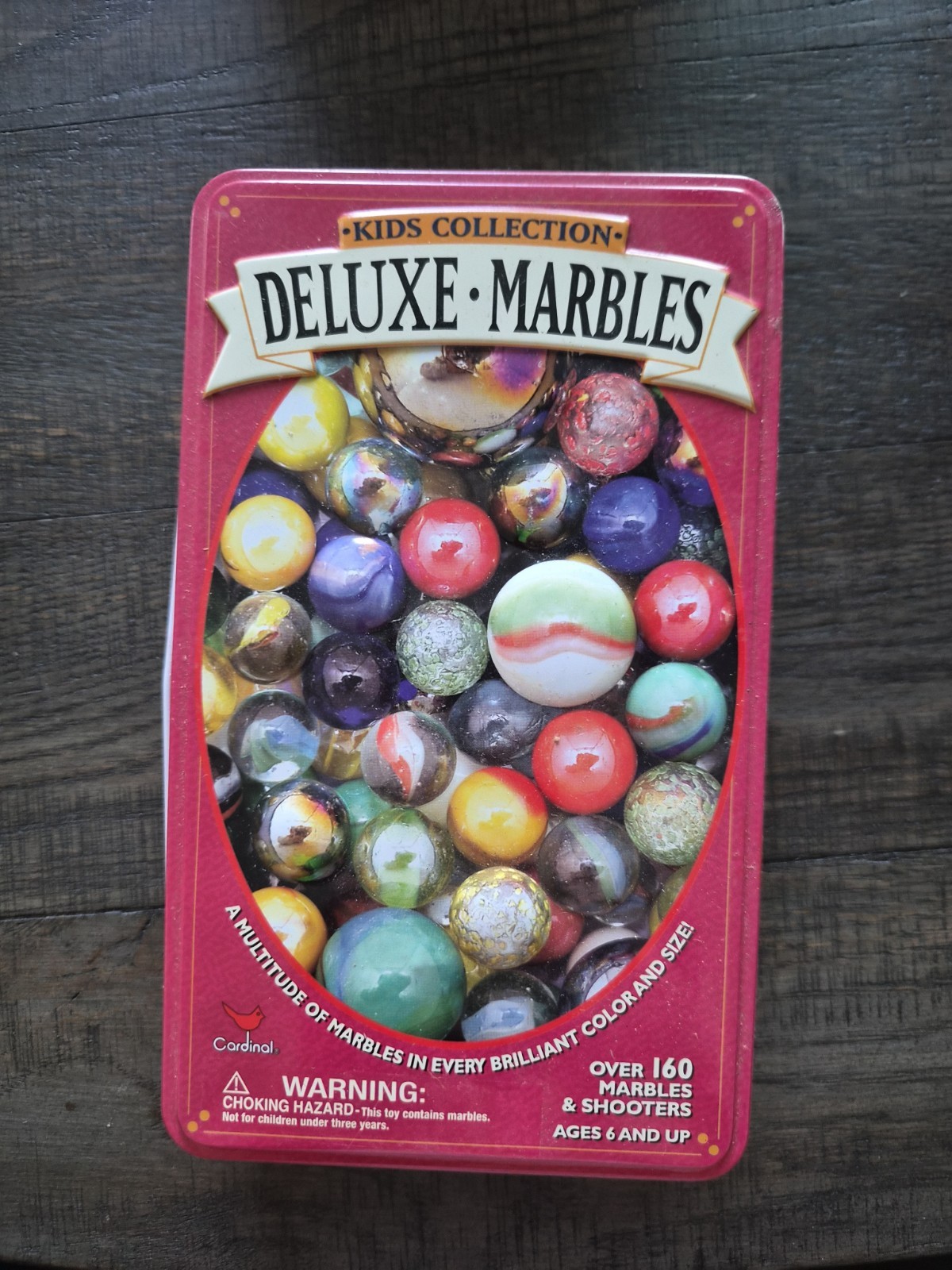 Cardinal Deluxe Brilliant Colored Marbles and Shooters in Tin