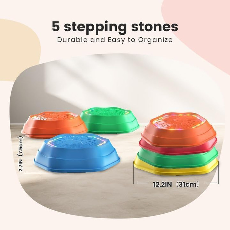 Light-Up Musical Stepping Stones for Kids – 5 Pack Sensory Play Toy
