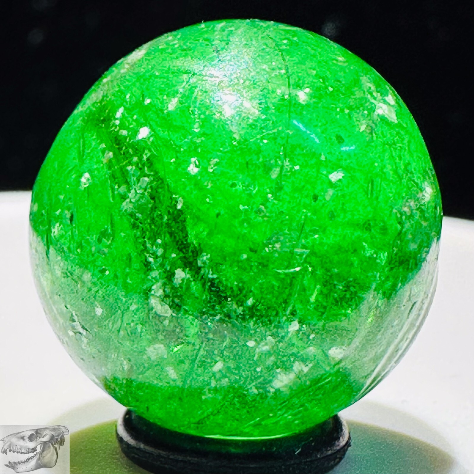 Handmade Green Mica Marble, 11/16 inch, Near Mint, 1860-1920, Germany, S835