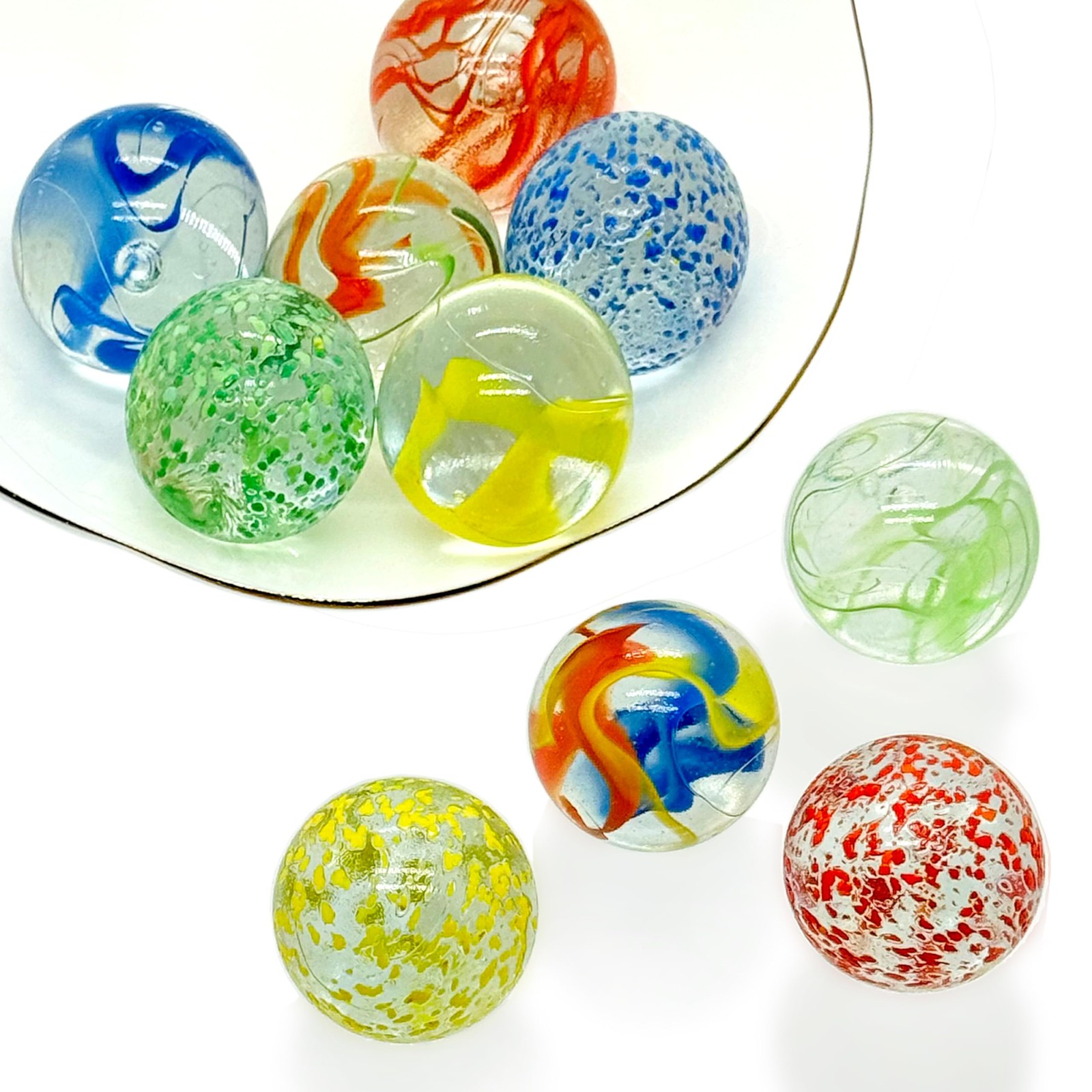Glass Marbles 35mm Assorted 10pc Game Play Home Decor Educational Gift