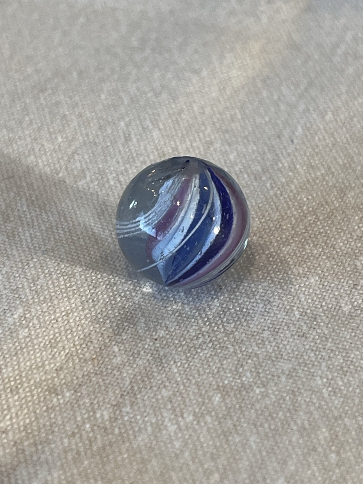 Peppermint Jelly Core Blue Glass German Swirl Marble .58