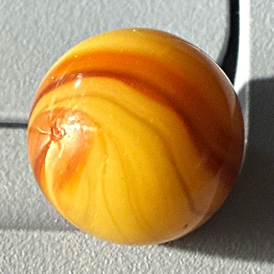 Single Orange & Yellow Swirl Glass Toy Marble, Swirl Style, Ages 17+