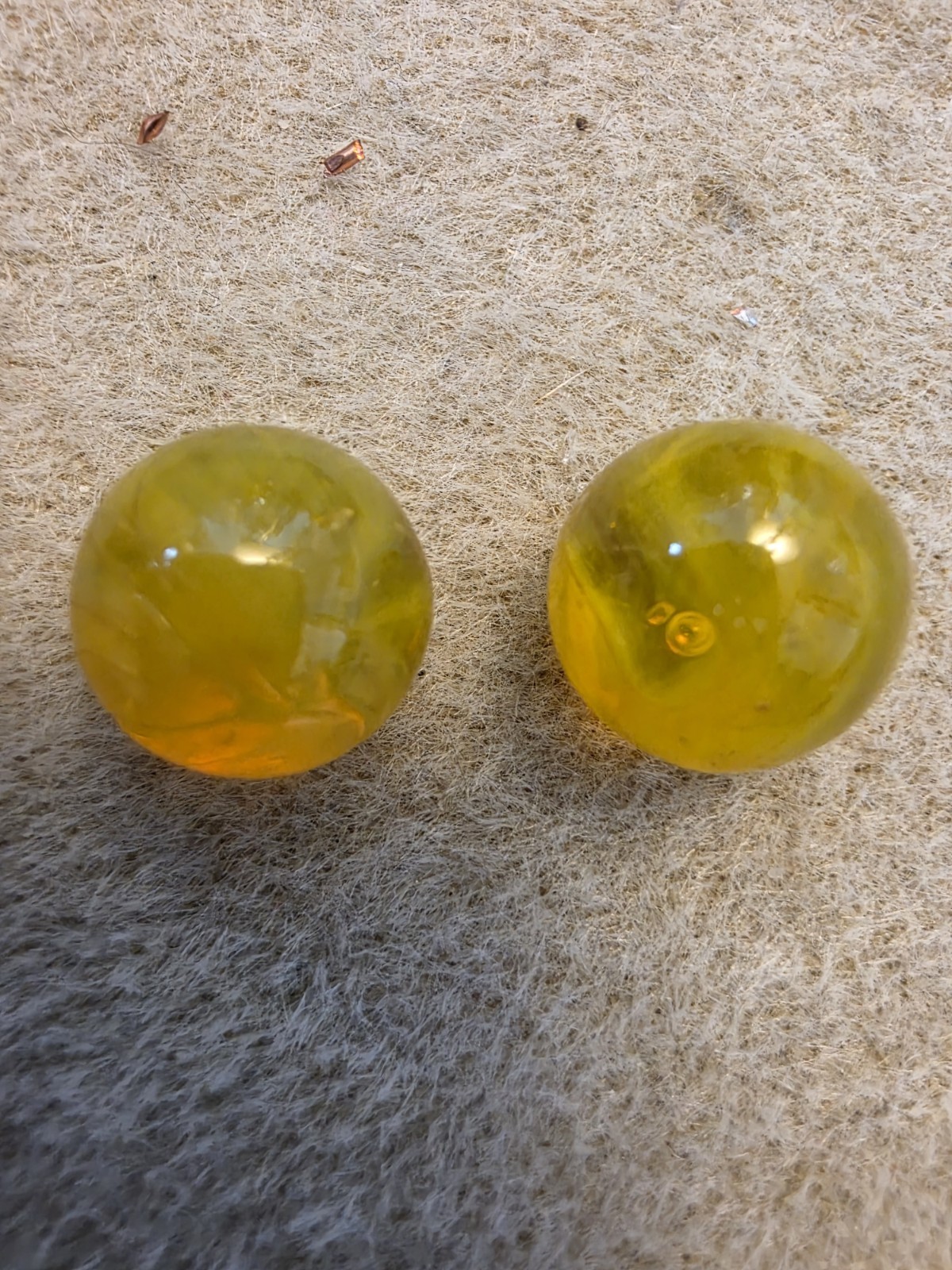 SCHOOLYARD YELLOW MARBLE Healing USA PURE COPPER Earrings Artisan Spirals, Hook