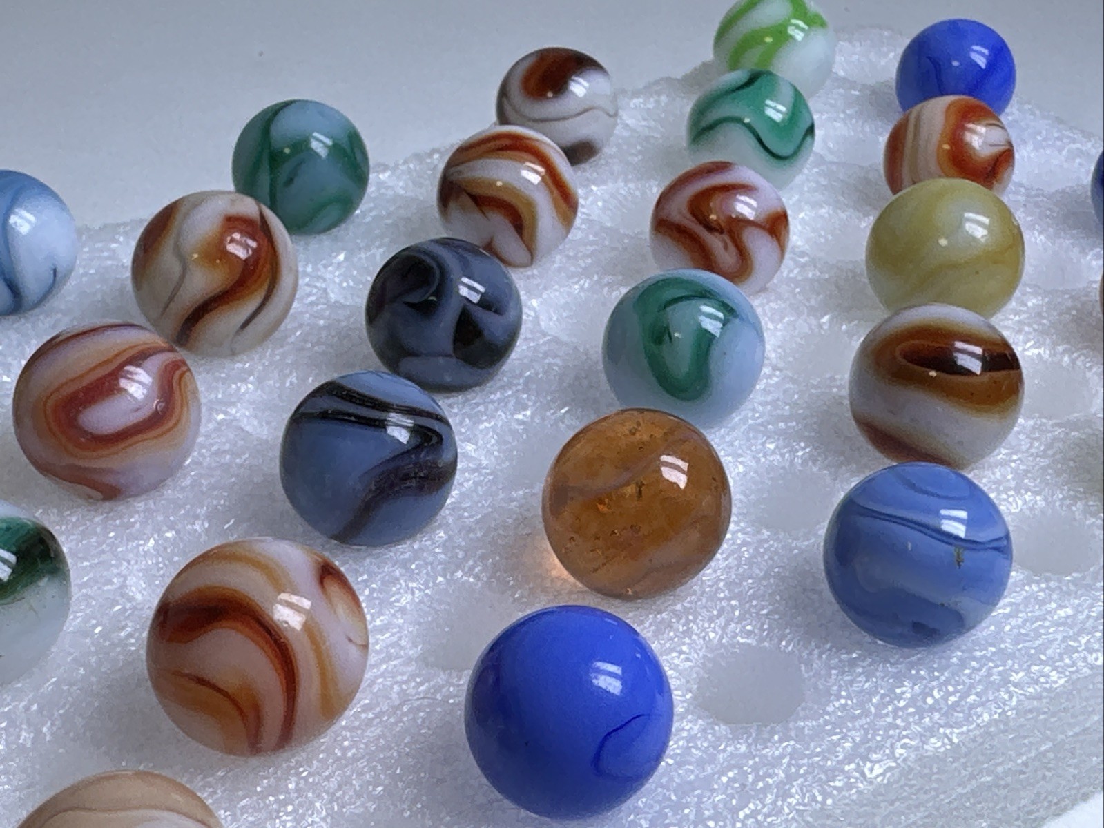 375 Lot Of 30 Vintage Heaton Agate Swirl Marbles!