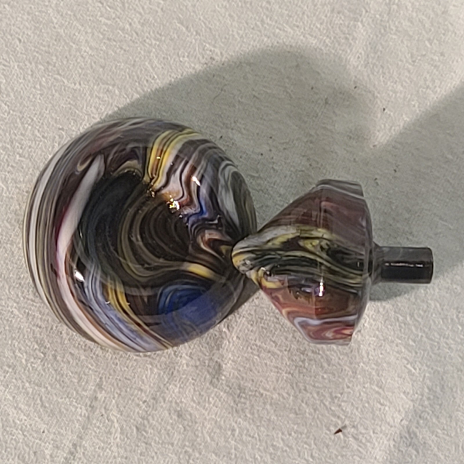 ANDY DAVIS, Glass Art Spinning Top & Base, Megans Run (?), #339J