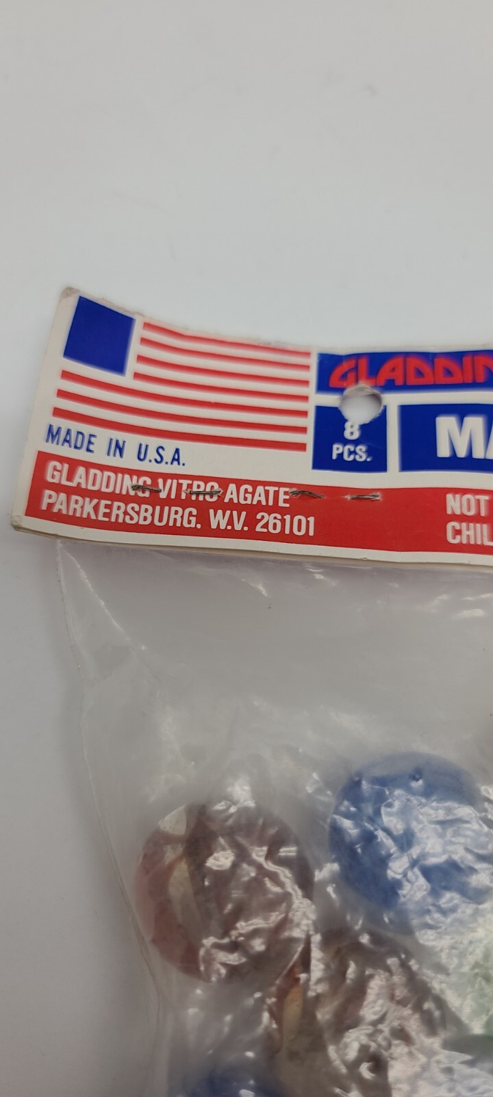 Vintage Gladding Vitro Agate Marbles Clear Swirl Green Blue Red Spaghetti Bag
