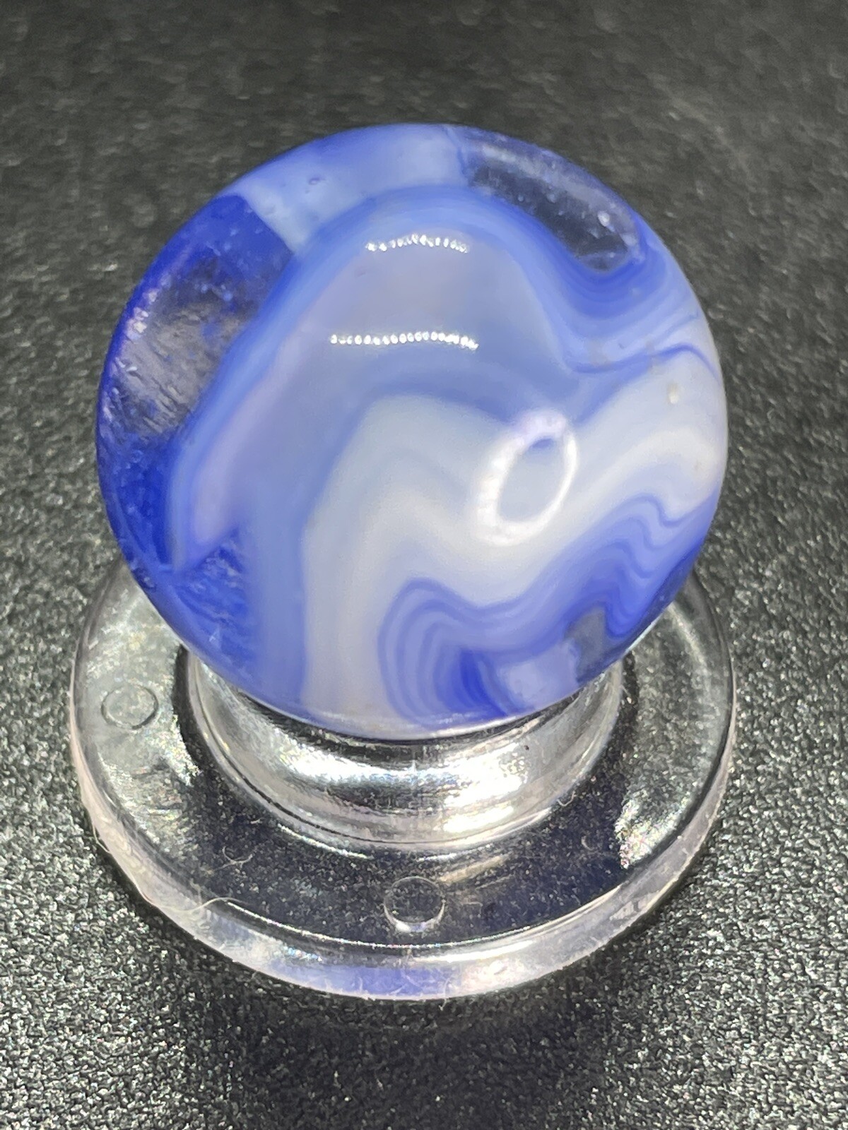 Blue Clear Base Snake Style Swirl Wirepull Alley Or Other Vintage Marbles 0.629”