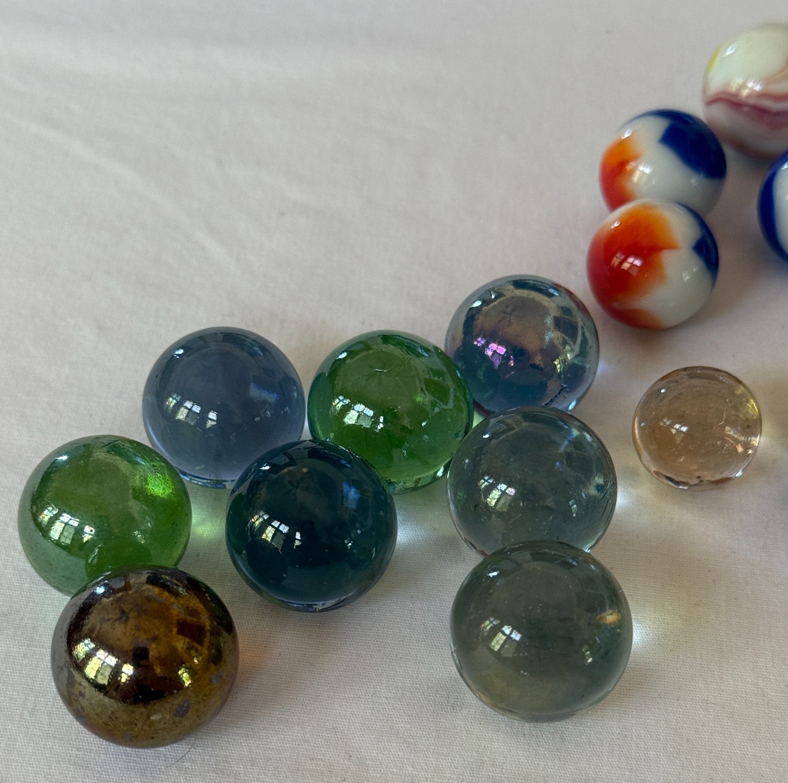 Vintage Glass Marble Lot 28 Large Shooter Boulder Peltier Akro Agate 1930s