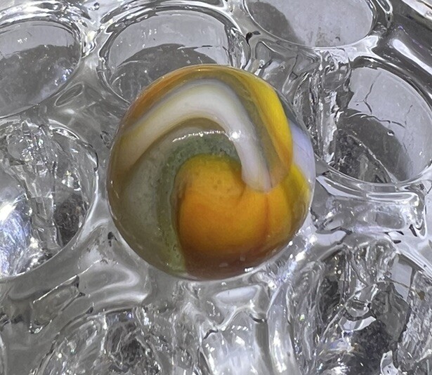 Vintage Marble Transparent Base Yellow Orange White A+ Peltier? Kokomo? Vitro?