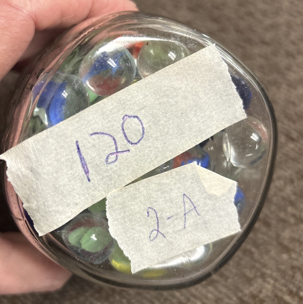Vintage Marbles Different Sizes And Designs In Jar 120 Total Estate Lot 2A