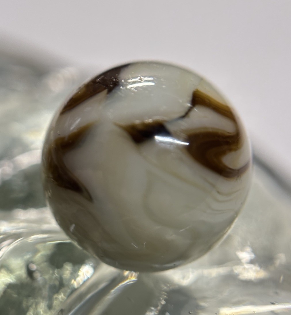 Vintage Alley Agate Pennsboro WV Swirl Marble .66” Mint Tan & Brown HTF Beauty