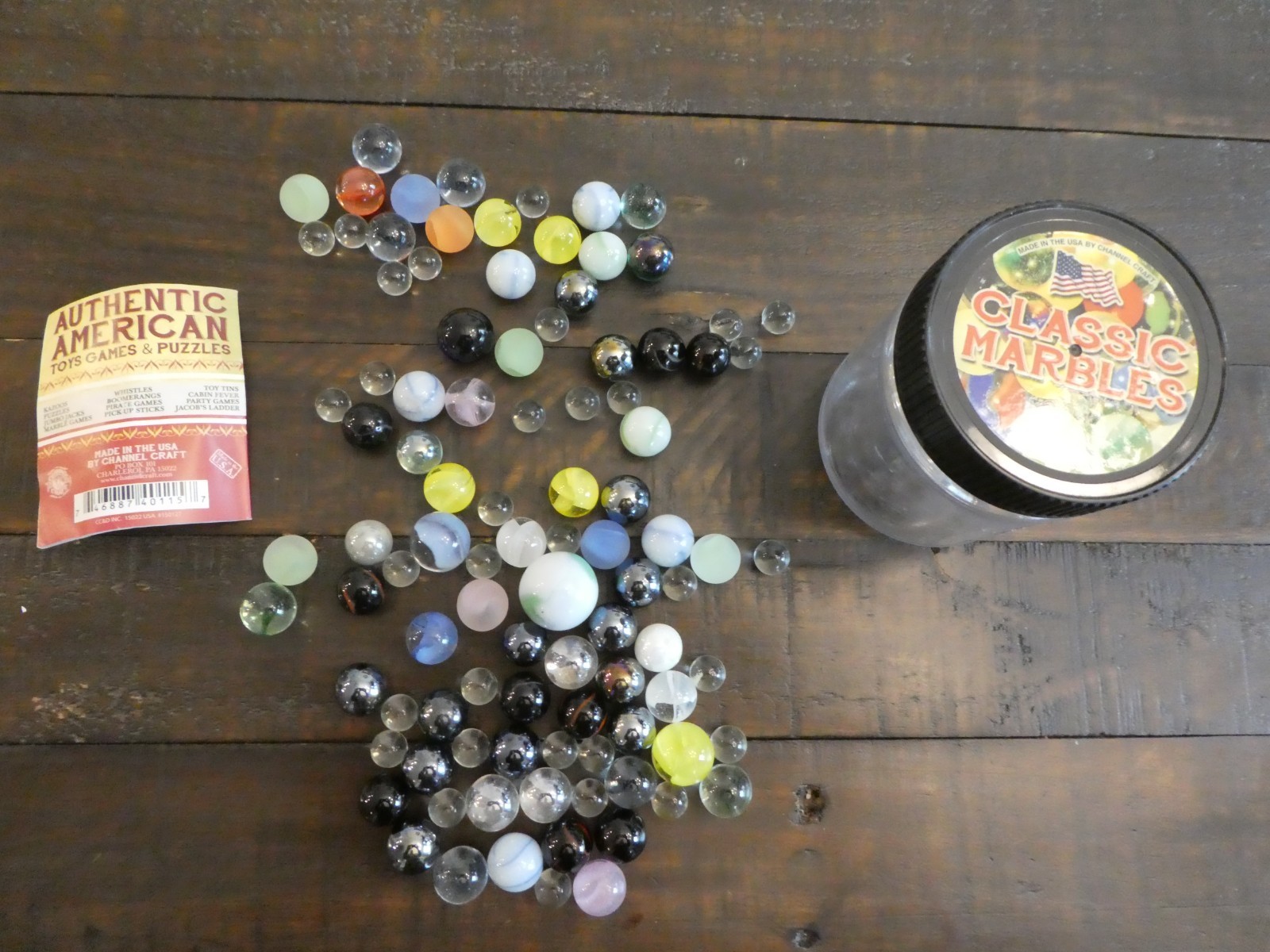 Channel Craft 98 Assorted Classic Multi Colored Glass Marbles Made USA Handbook