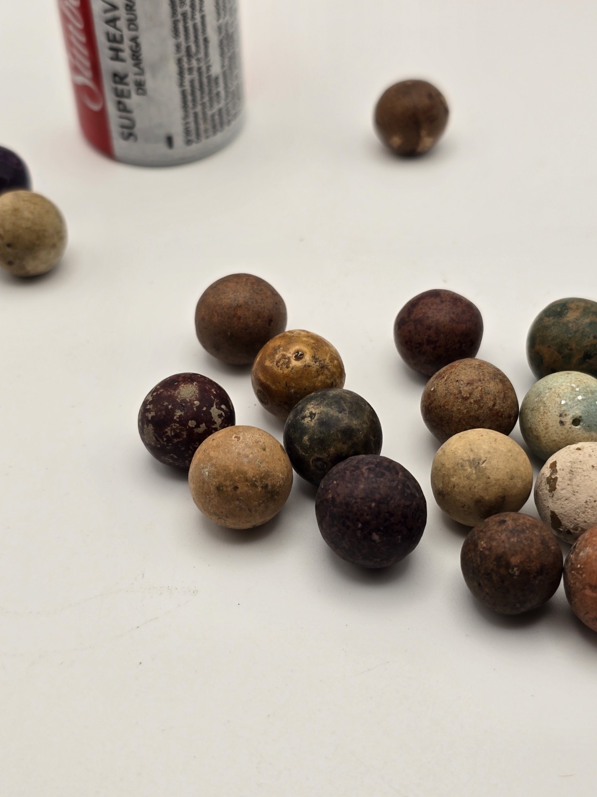 1800s Civil War era Colored Dye’s Clay Marbles Lot of 20 Size .500″ = 1/2″ + or-