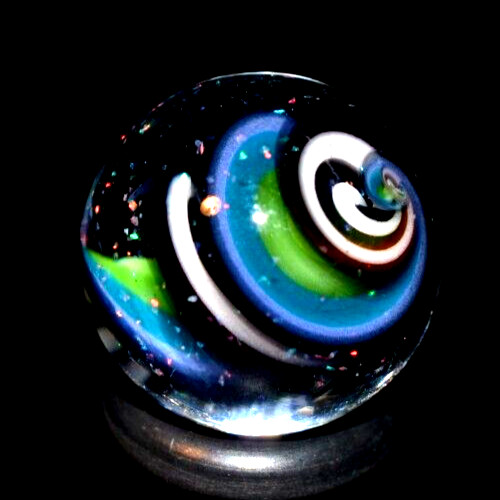 BRYAN TRILLAS GLASS MARBLE/.729″-OPAL BLUE BLACKLIGHT 2 SIDED CORKSCREW-OPALS