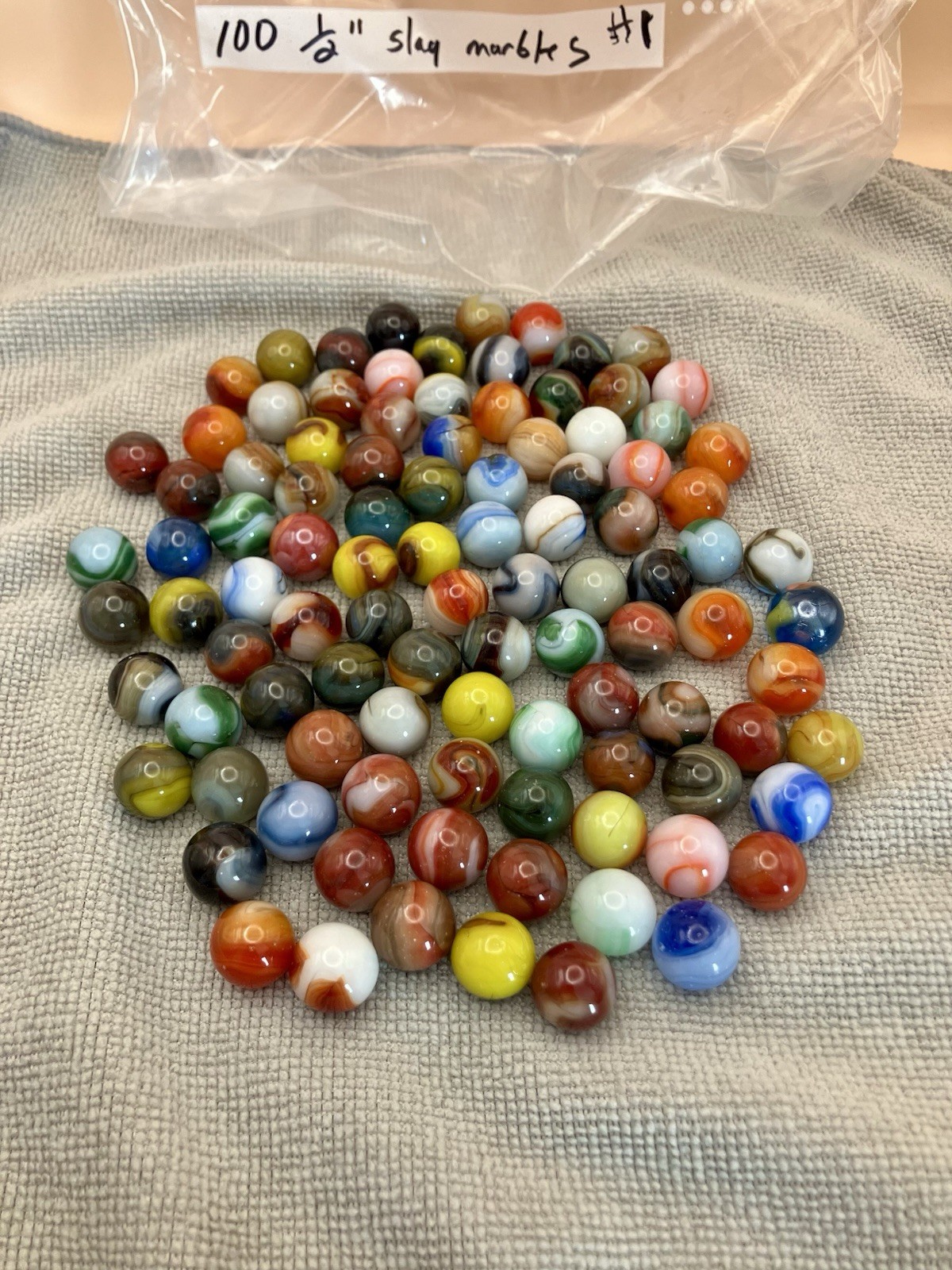 Vintage & Modern Marbles Slag Agate 1/2” Lot Of 100 Each EUC!