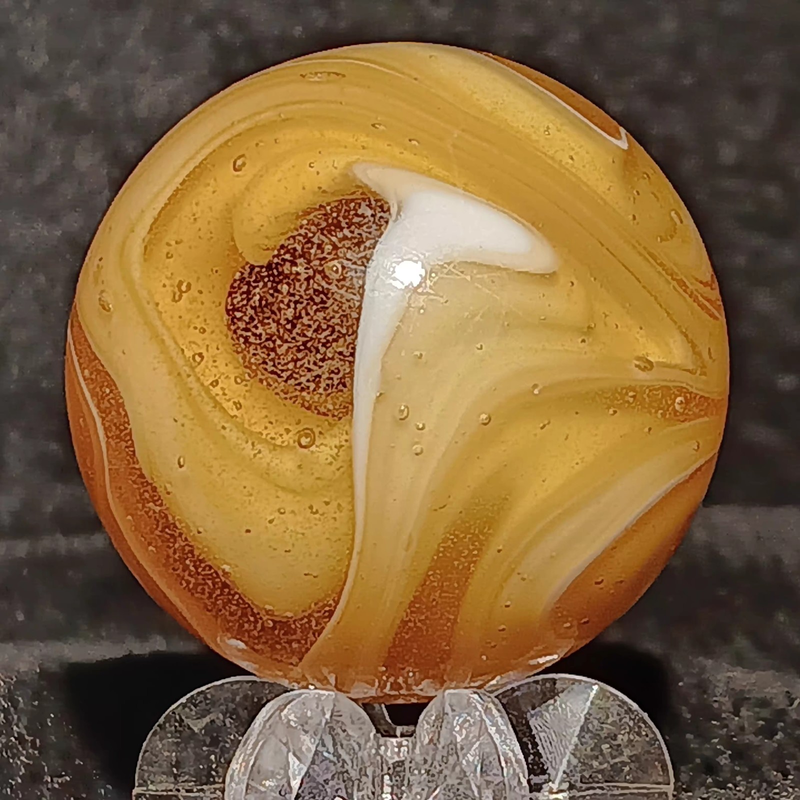 Xtra Large M.F. Christensen Slag Marble. 1.21″ Wet Mint. Htf Transitional. Wow