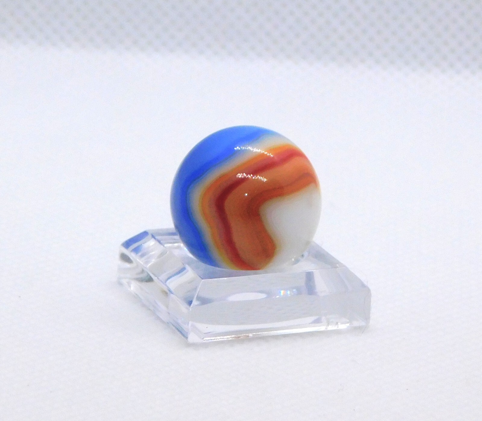 Vintage Glass Marble Patch Swirl Blue Red White Vitro Agate ‘V’ 0.69″ #0-118