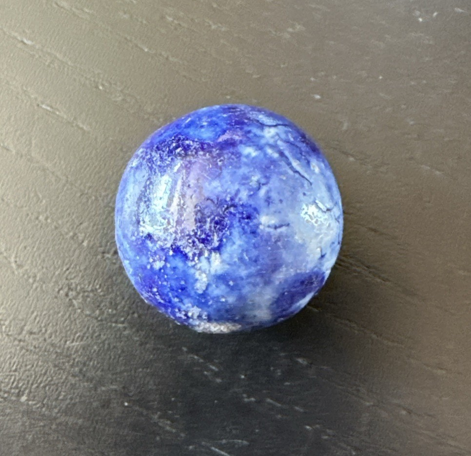 Beautiful Blue & White Spotted Handmade Bennington Shooter Marble 1880s Era Nice
