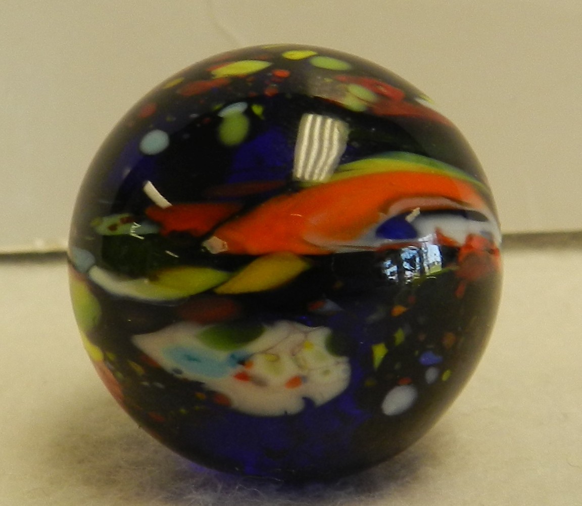 #19963m Guinea Like Handmade Contemporary Keith Baker Marble Cobalt Base Glass