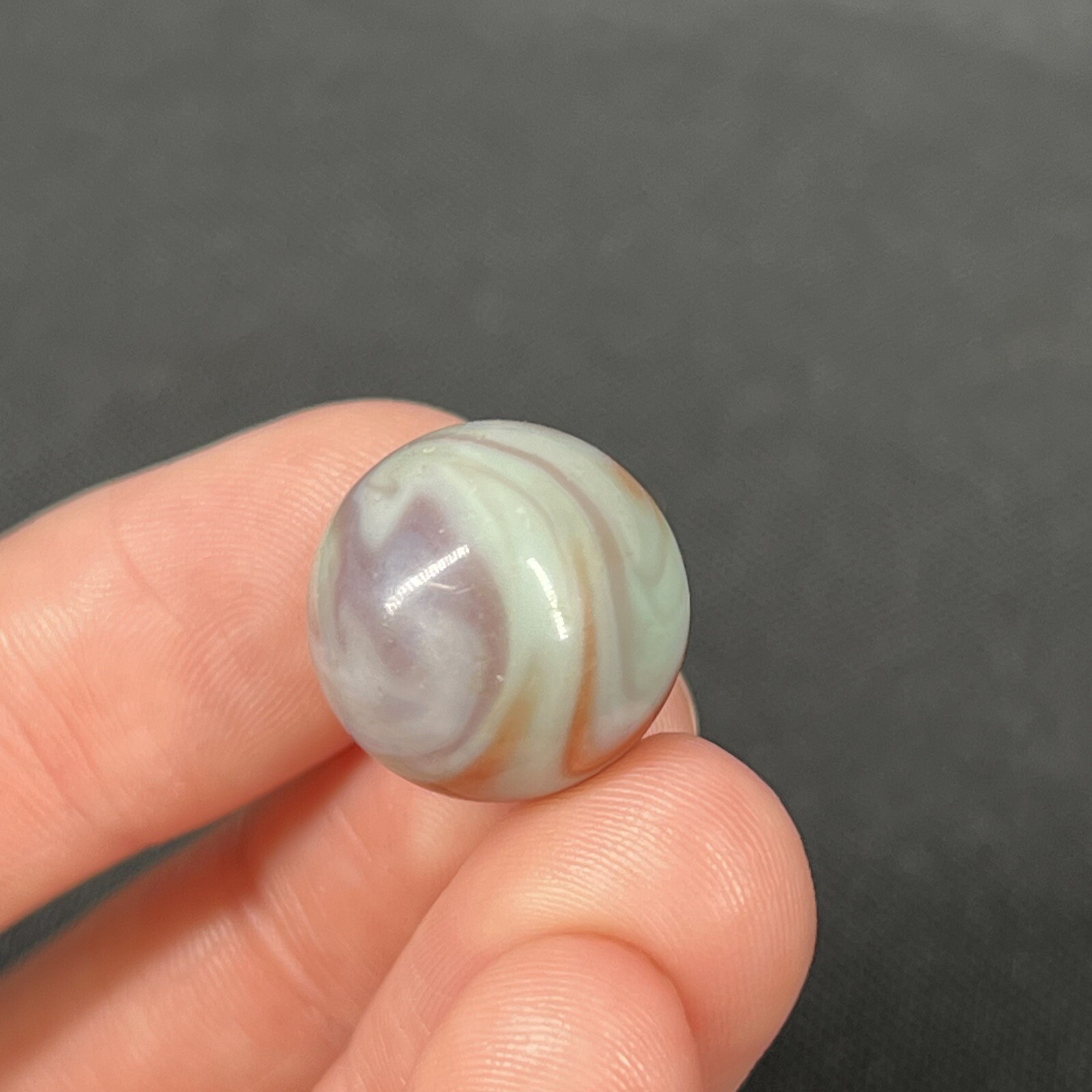 Vintage Agate Christensen Peltier Art Glass Swirl Marble .6” Muddy Green