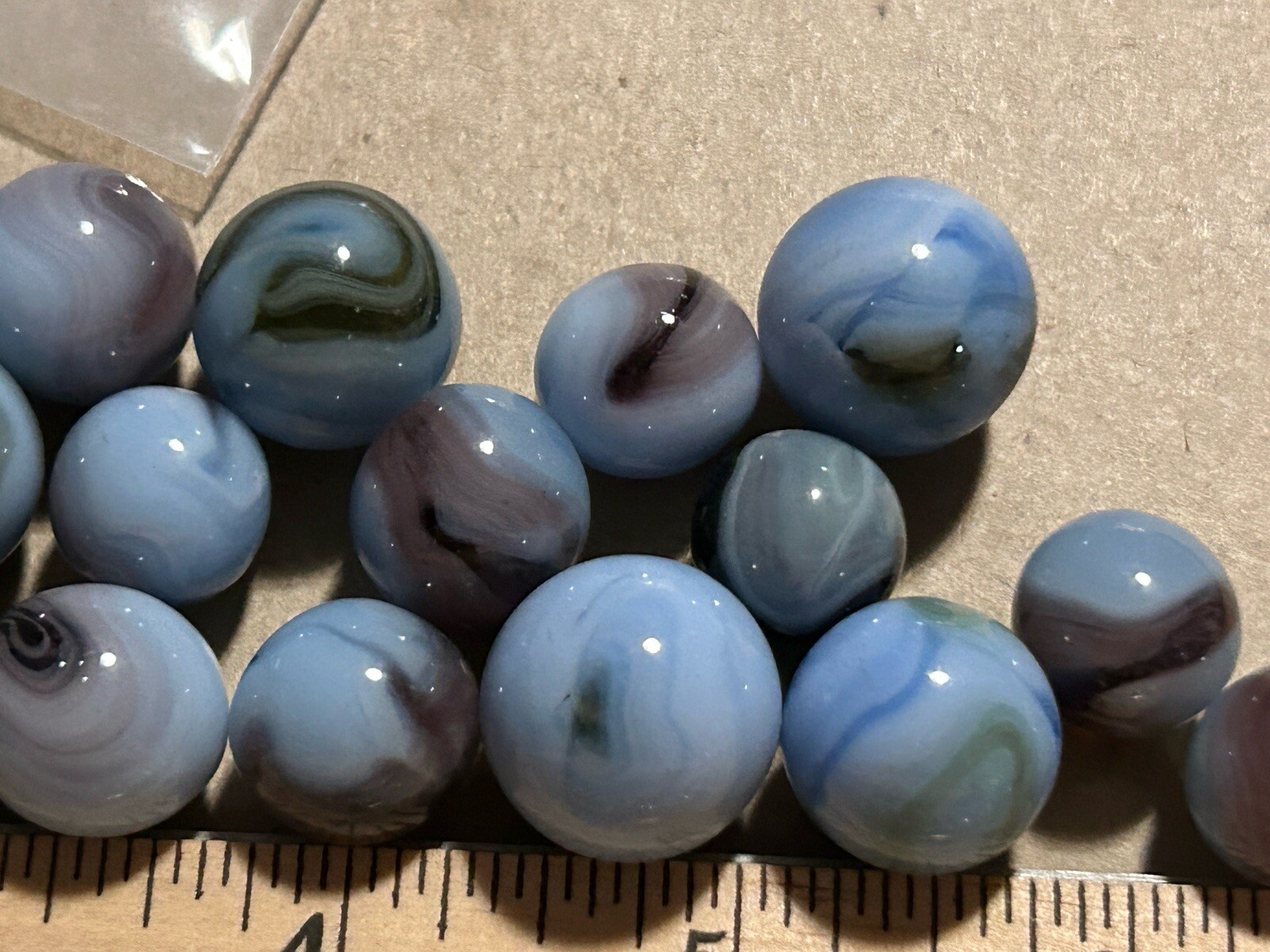 Vintage Marbles Lot Of 25 Blue Greens Purple Grays Swirl Lot 360