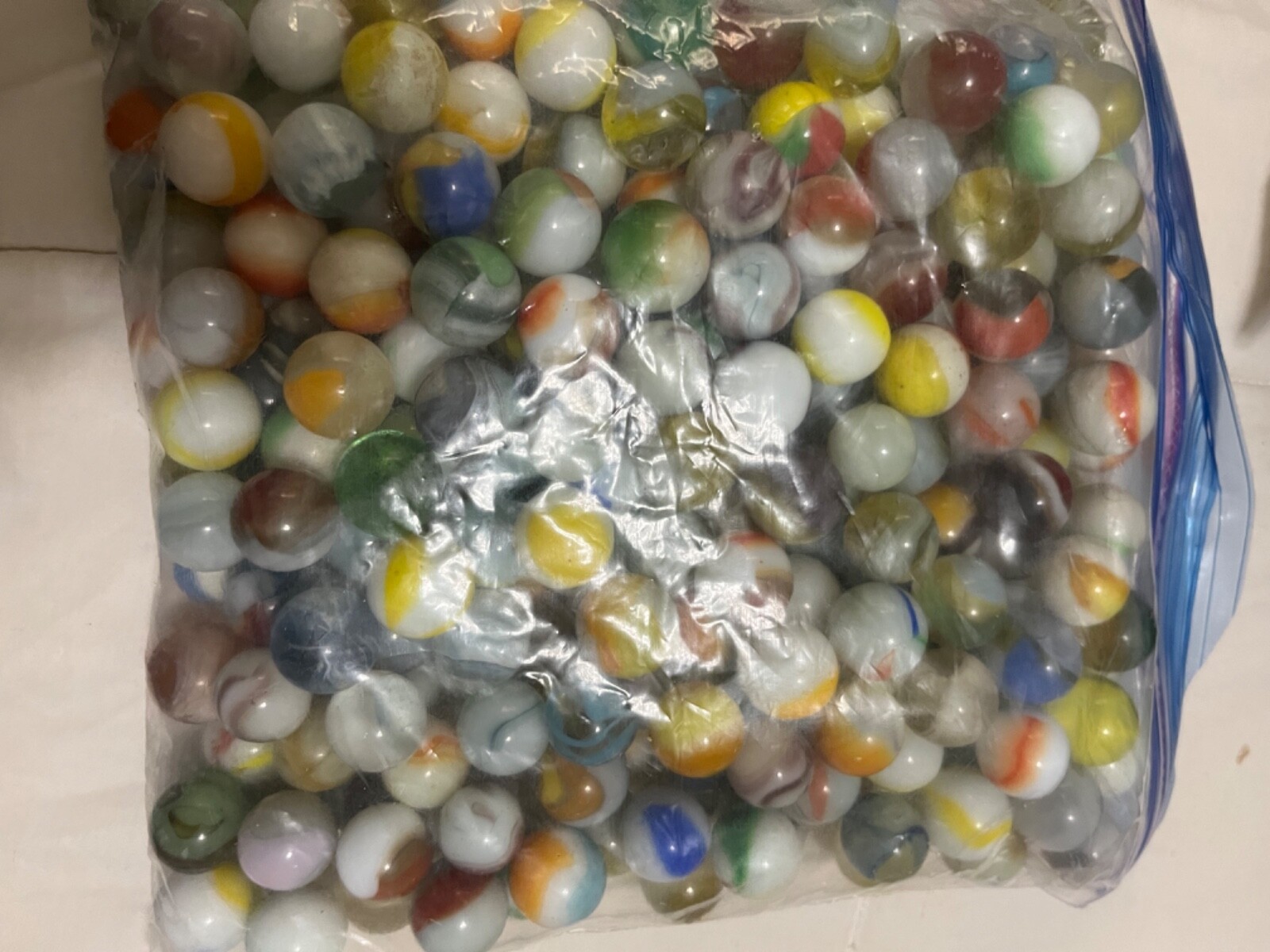 Mixed Lot 55 Assorted Old Vintage To Modern Colorful Glass Marbles {WASHED}